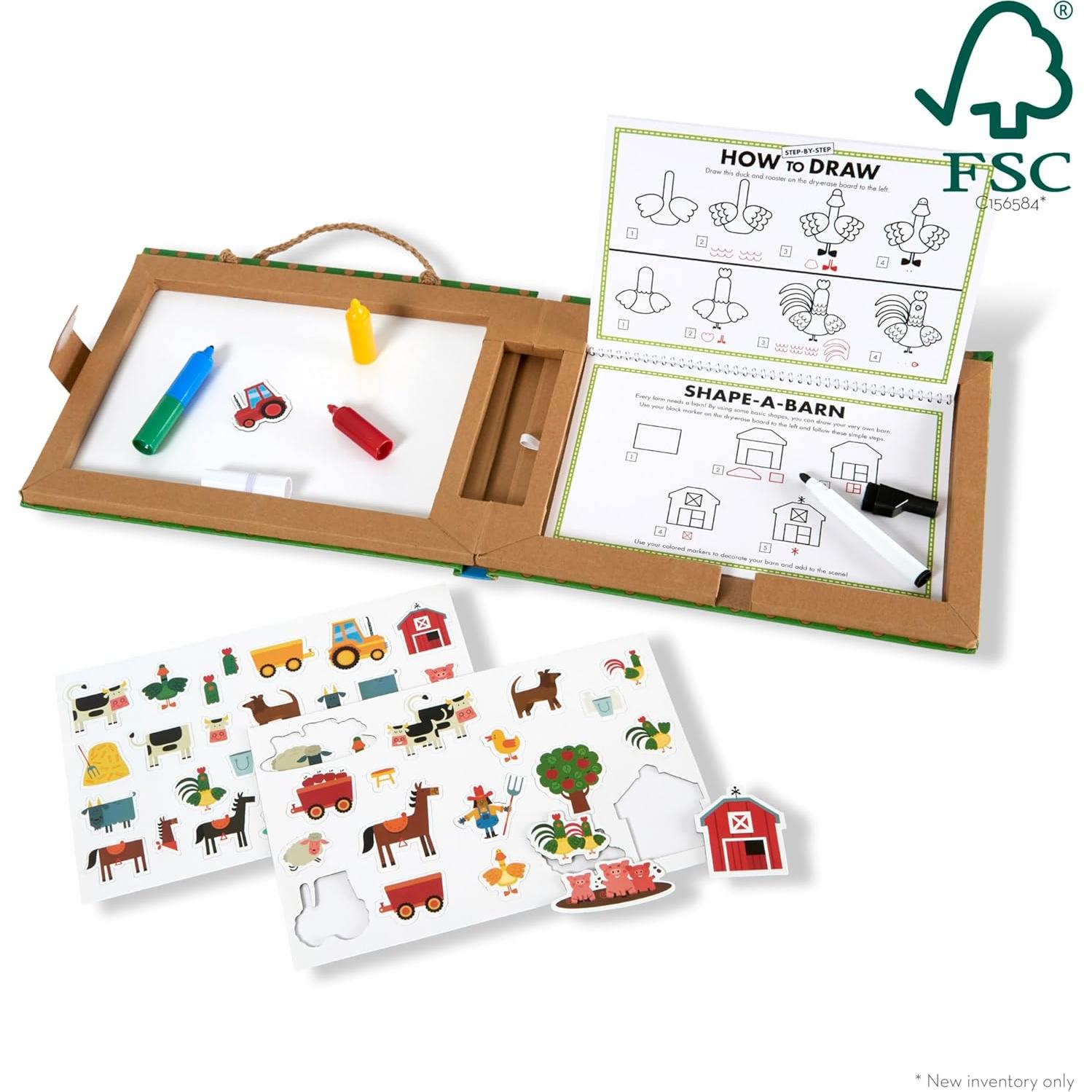 Juego Natural Melissa & Doug Kit Dibujo Granja 45 Magnetos