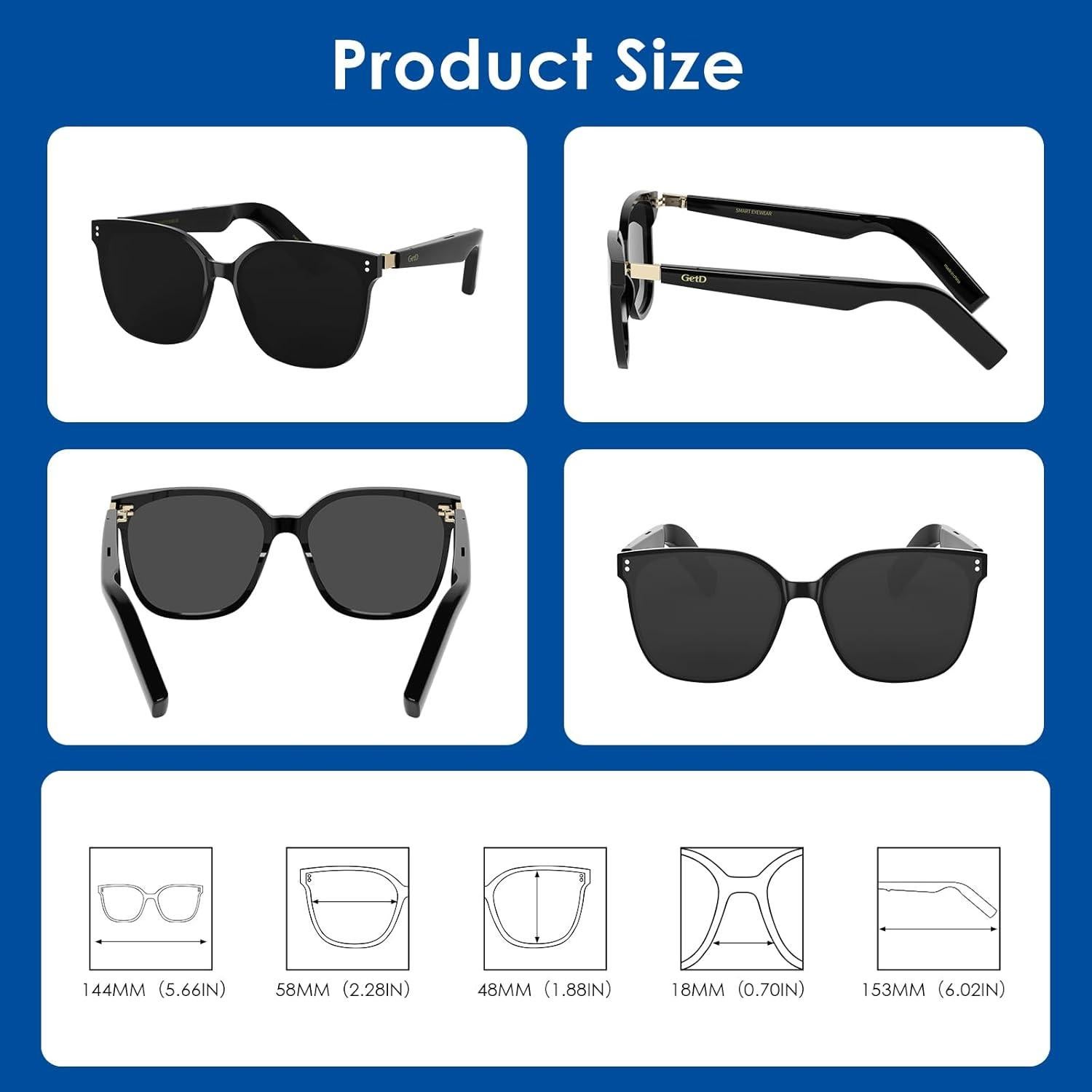 Gafas Inteligentes GetD con Bluetooth 5.4 y Traducción IA