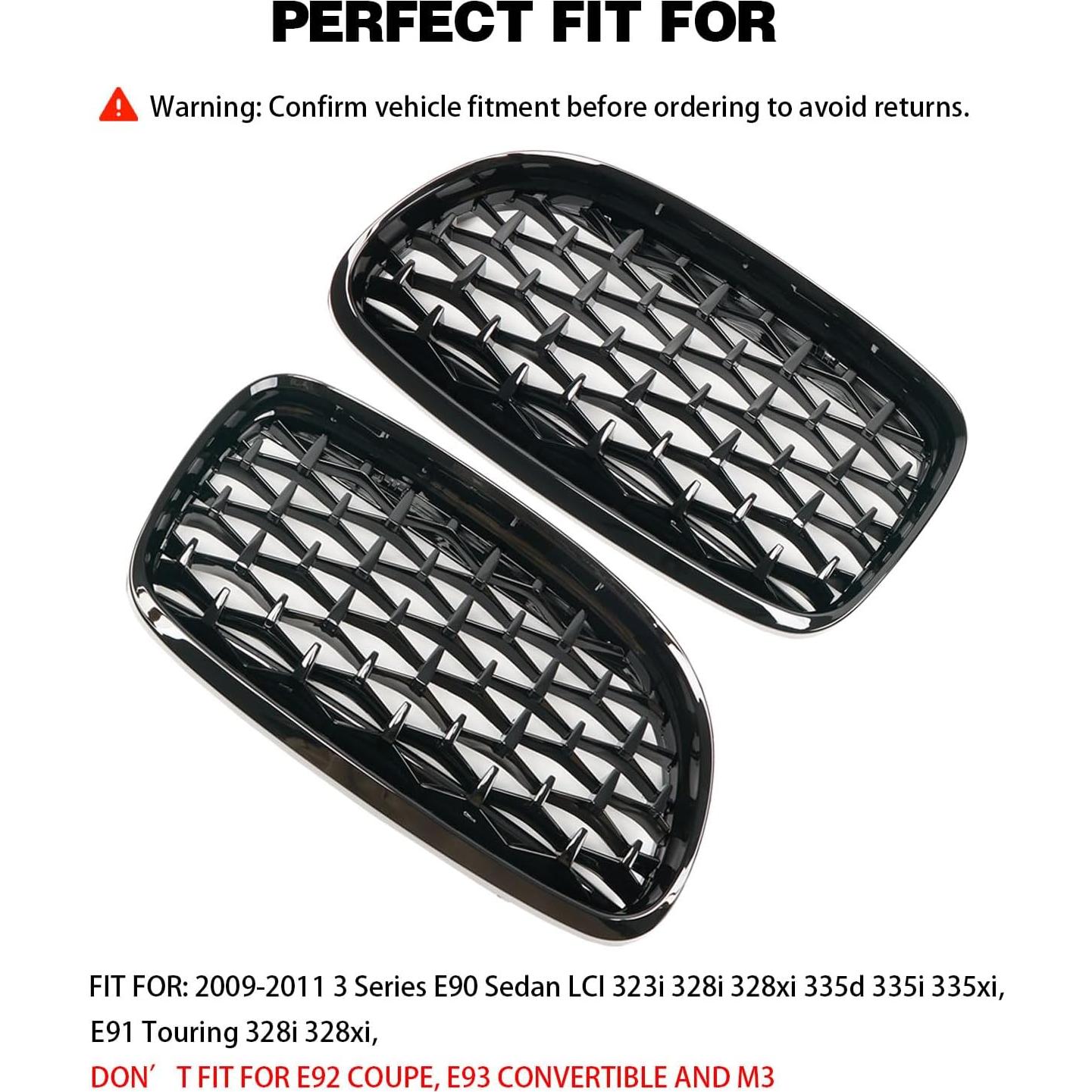 Rejilla Frontal KHK para BMW E90/E91 2009-2011 Negro Brillante