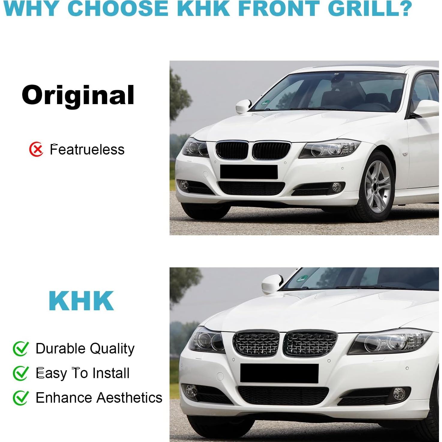 Rejilla Frontal KHK para BMW E90/E91 2009-2011 Negro Brillante