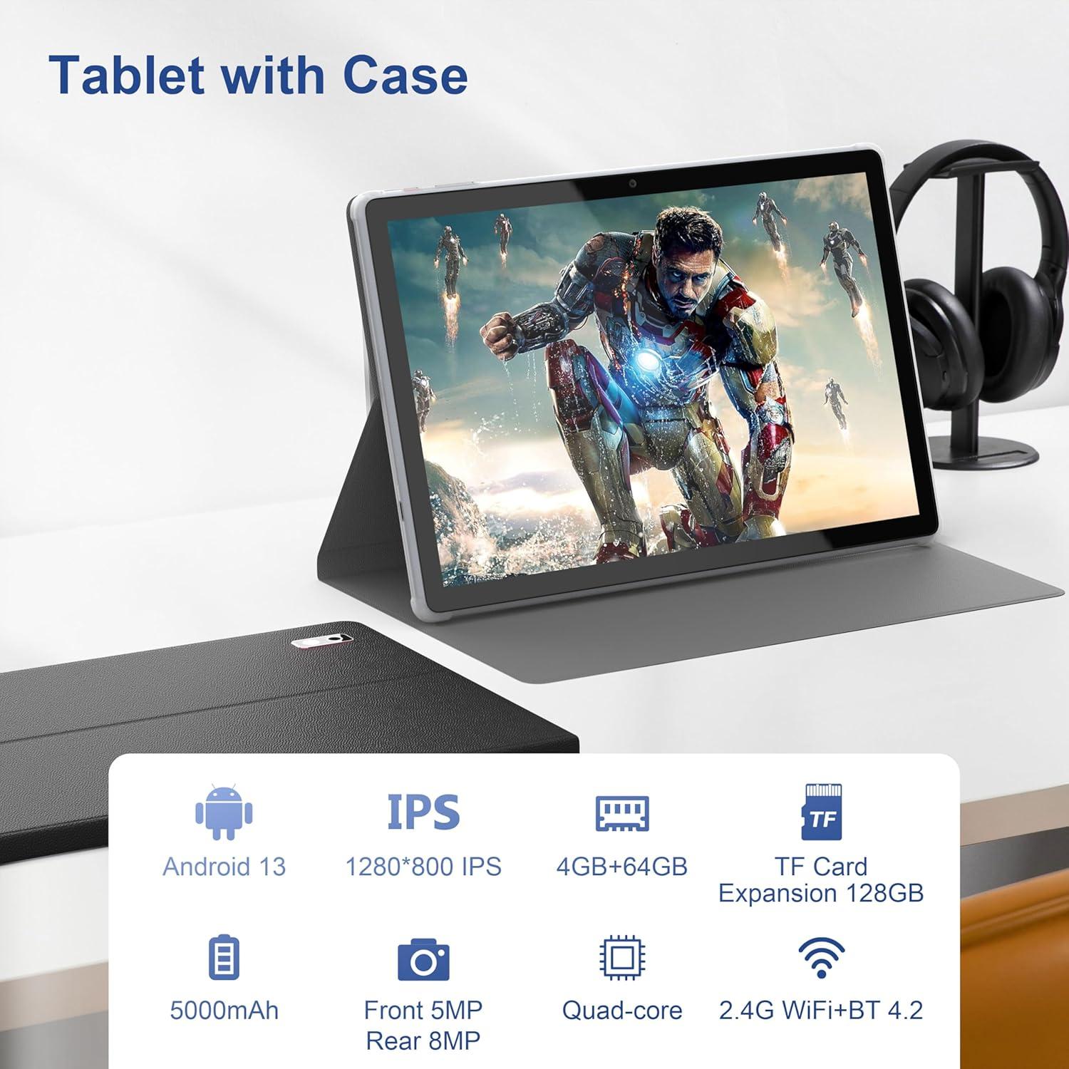 Tableta BYYBUO 10.1" Android 13 4GB RAM 64GB Funda