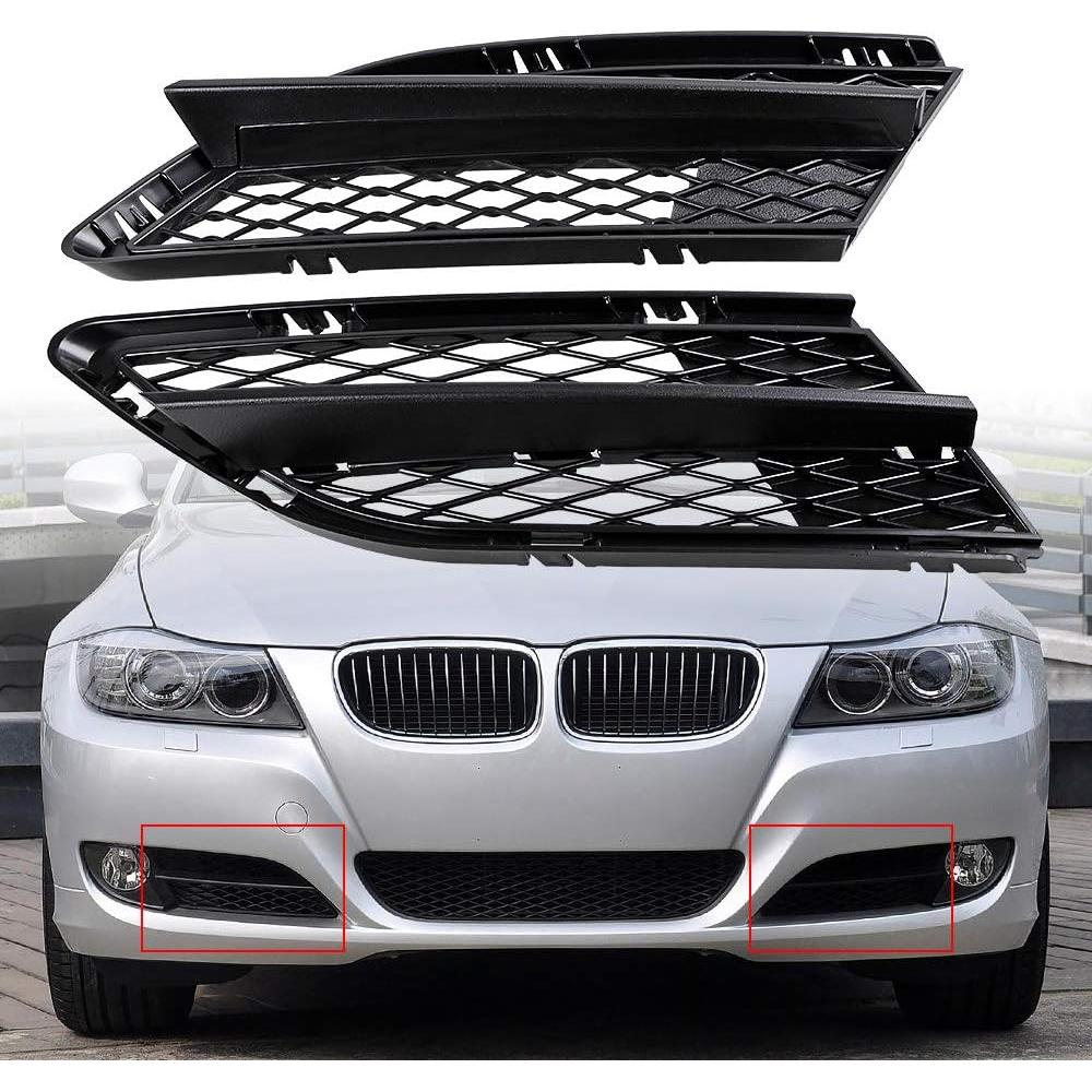 Rejillas Inferiores Parachoques BMW E90 E91 2009-2011 Negro Mate