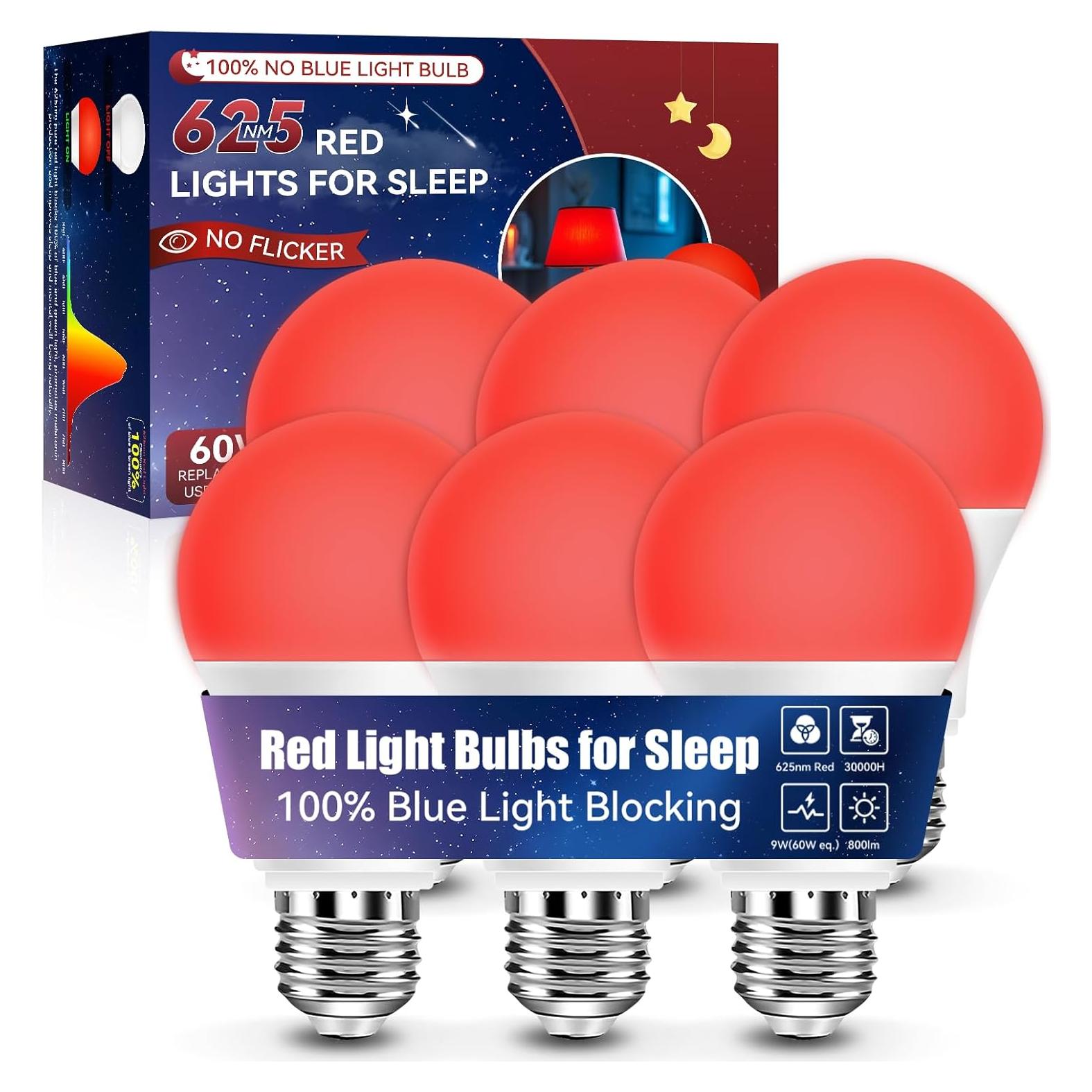 Bombillas LED rojas Neporal 9W 625nm para dormir - Paquete de 6