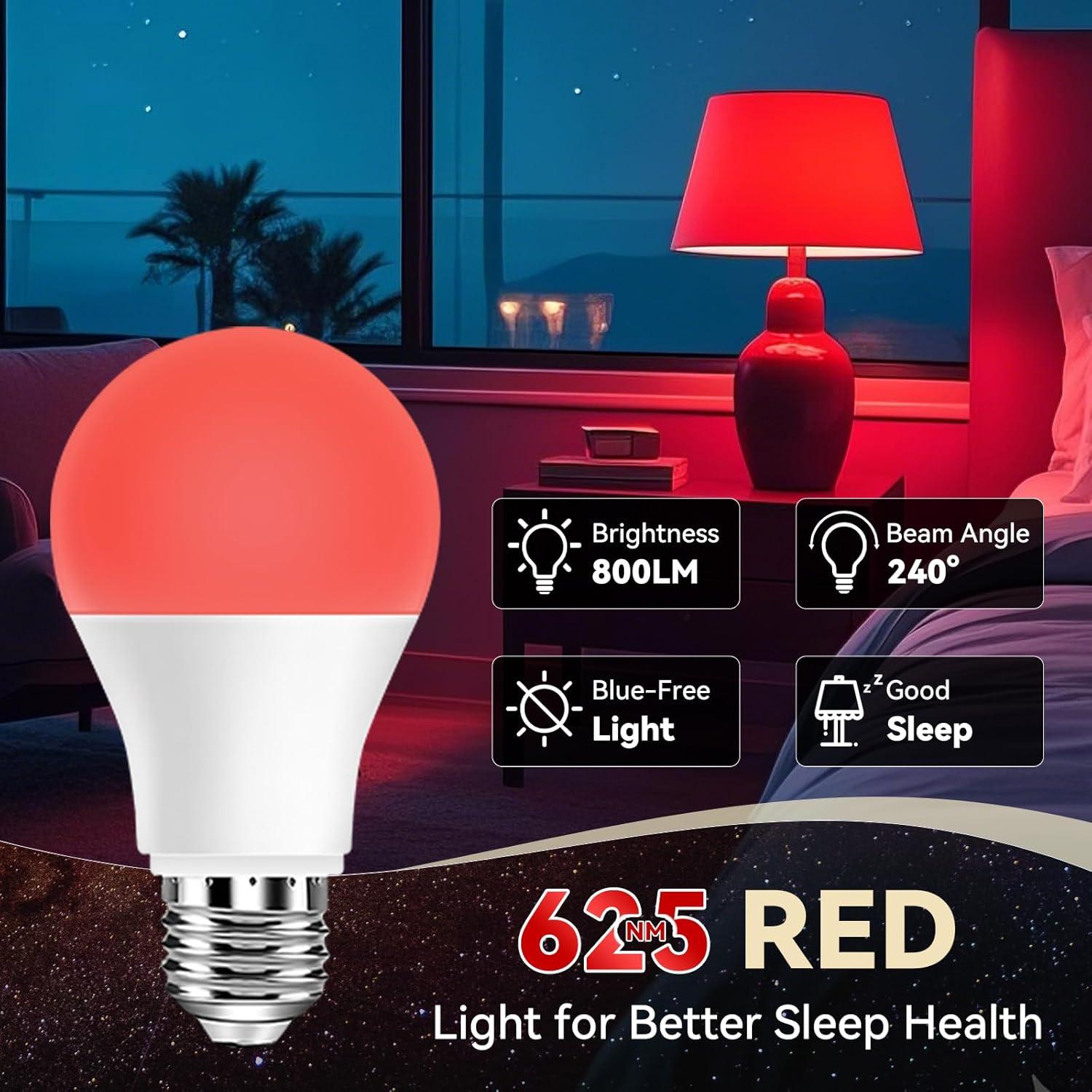 Bombillas LED rojas Neporal 9W 625nm para dormir - Paquete de 6