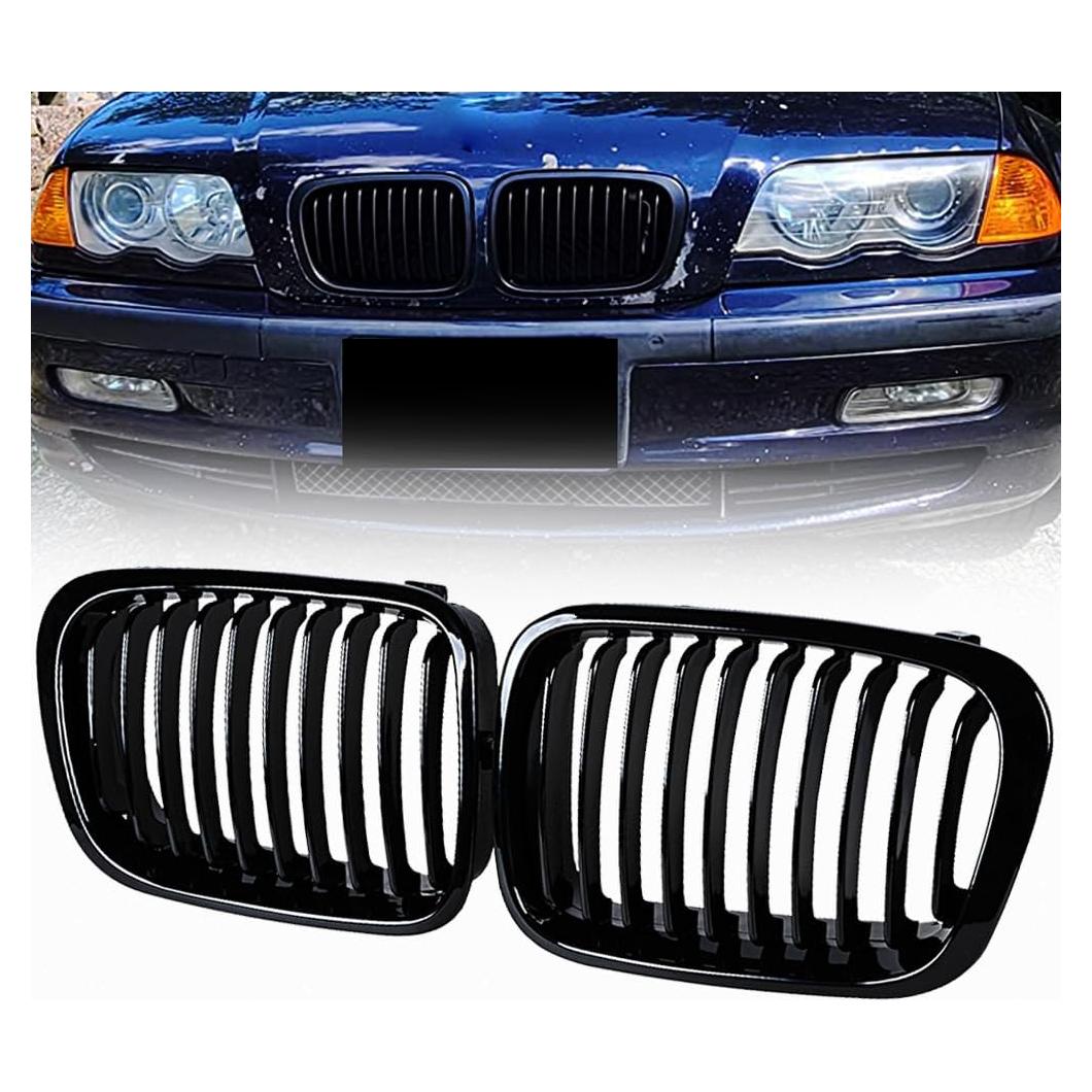 Rejillas de Parachoques Delanteros AutoXcessori para BMW E46 320i 323i 325i 328i 4 Puertas - Negro Brillante