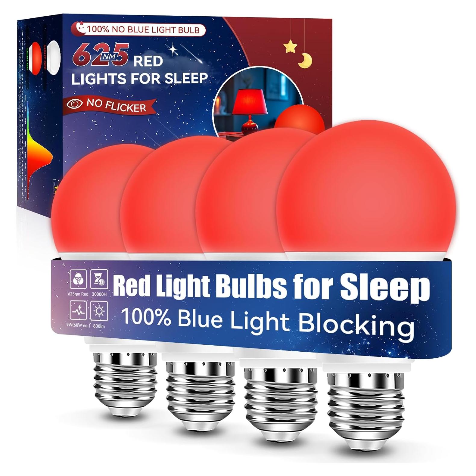 Bombillas LED rojas Neporal 9W 625nm para dormir - Paquete de 4