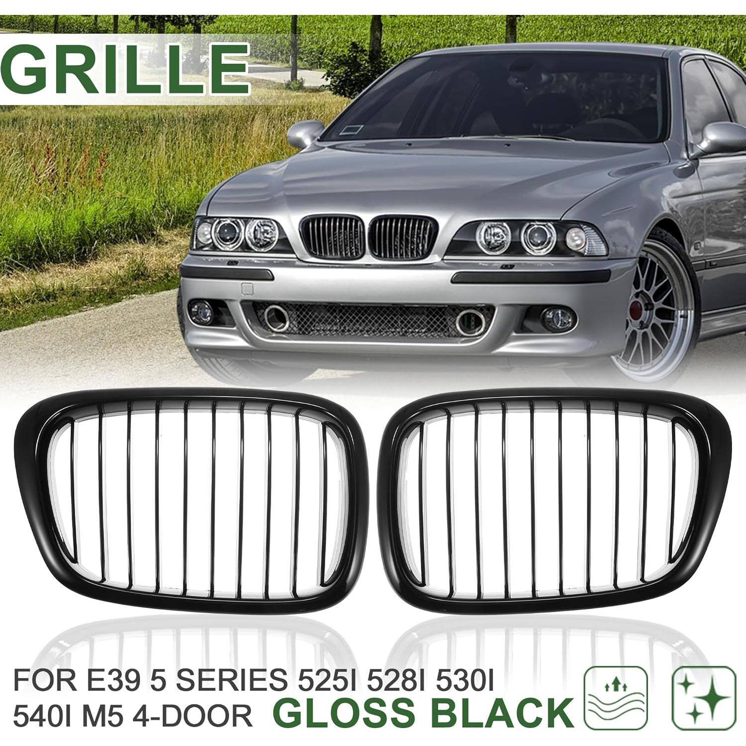 Rejilla Frontal Brillante Negra uxcell para BMW E39 528i 540i