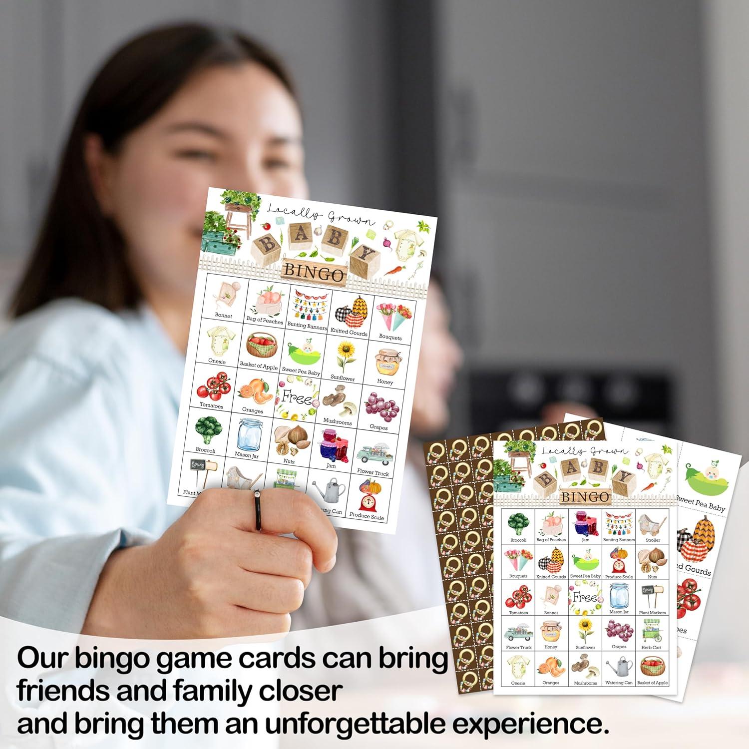 Juego de Bingo Crecido Localmente para Baby Shower 24 Tarjetas