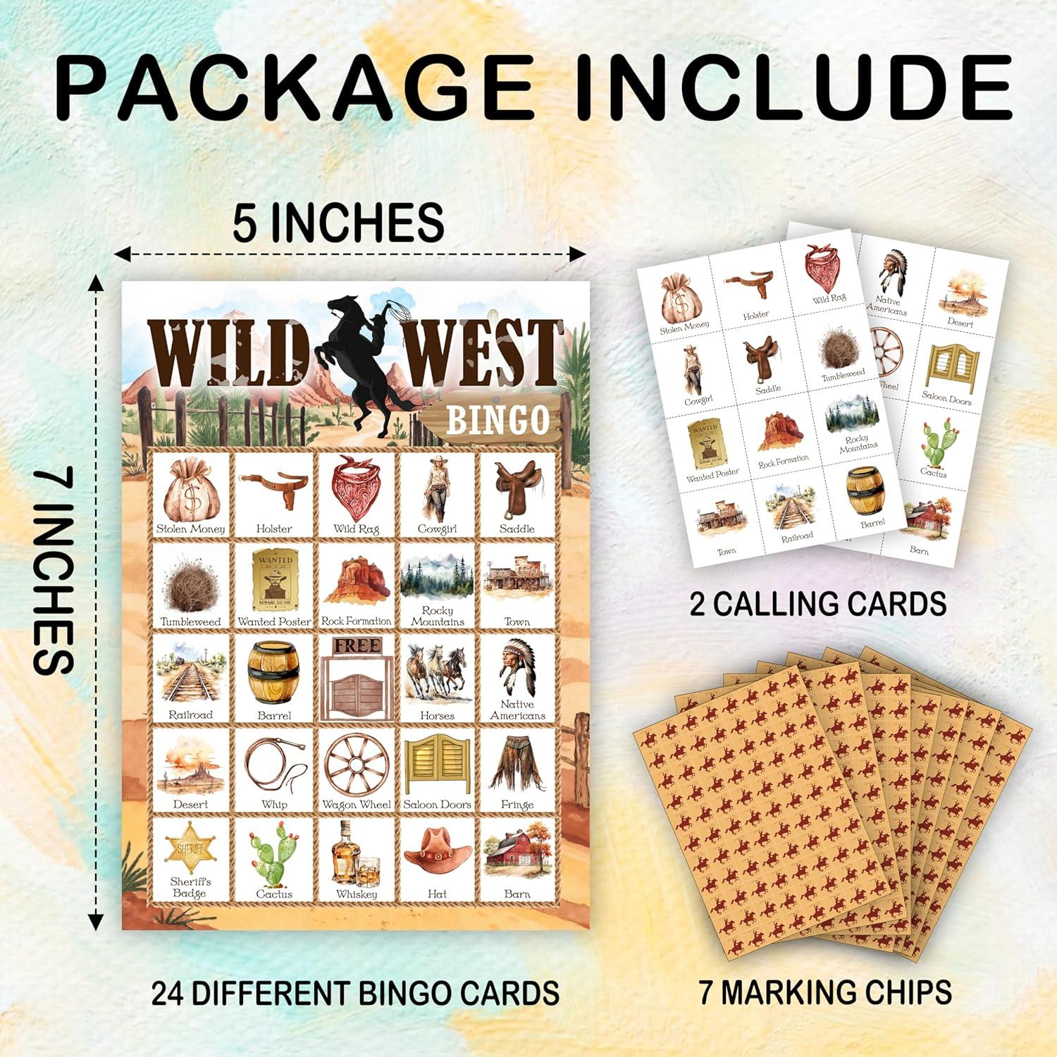 Juego de Bingo Viejo Oeste Tranfvging 24 Tarjetas y Fichas