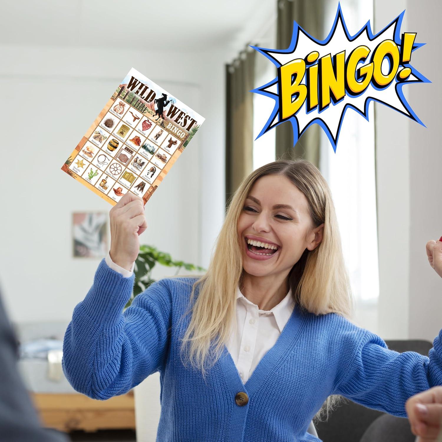 Juego de Bingo Viejo Oeste Tranfvging 24 Tarjetas y Fichas