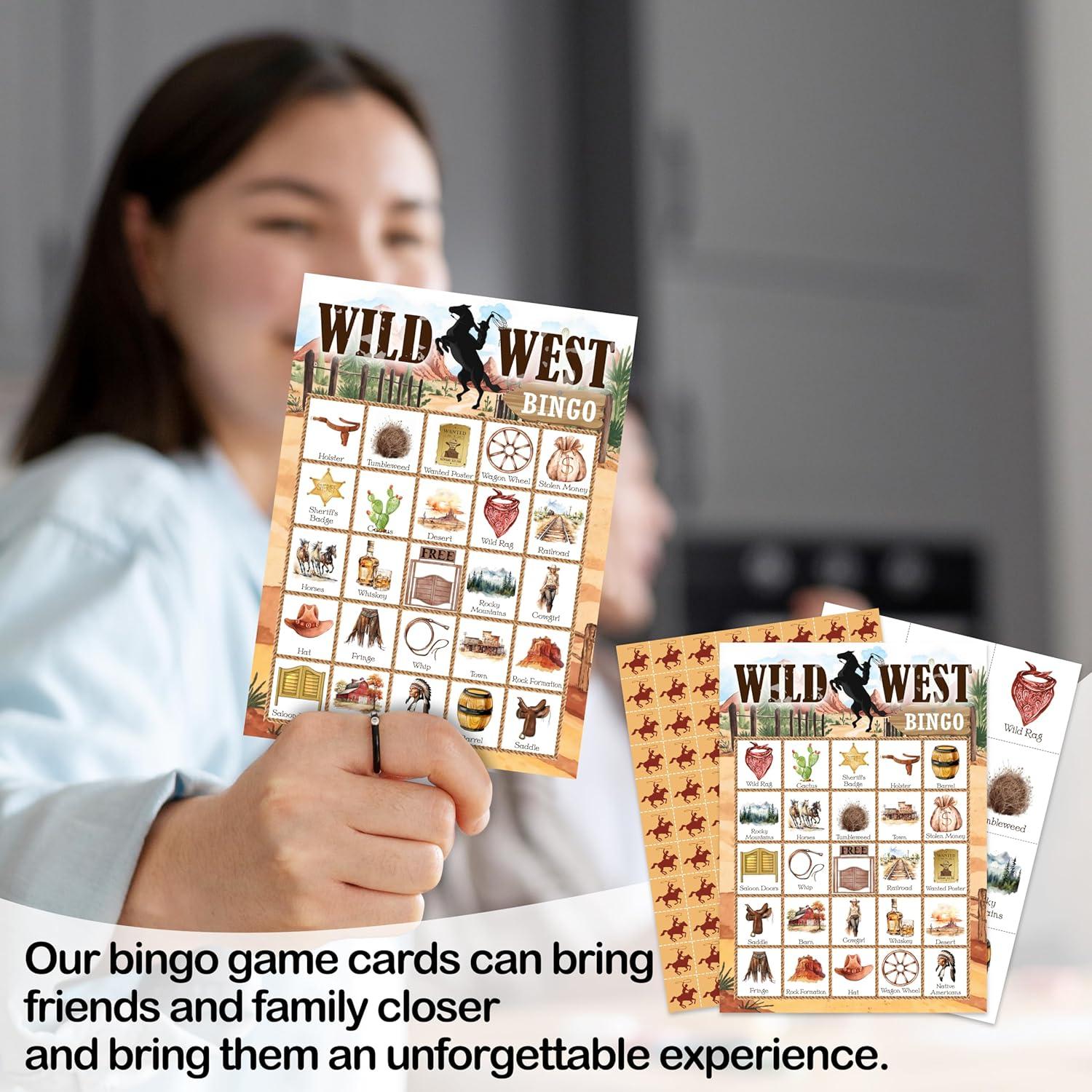 Juego de Bingo Viejo Oeste Tranfvging 24 Tarjetas y Fichas