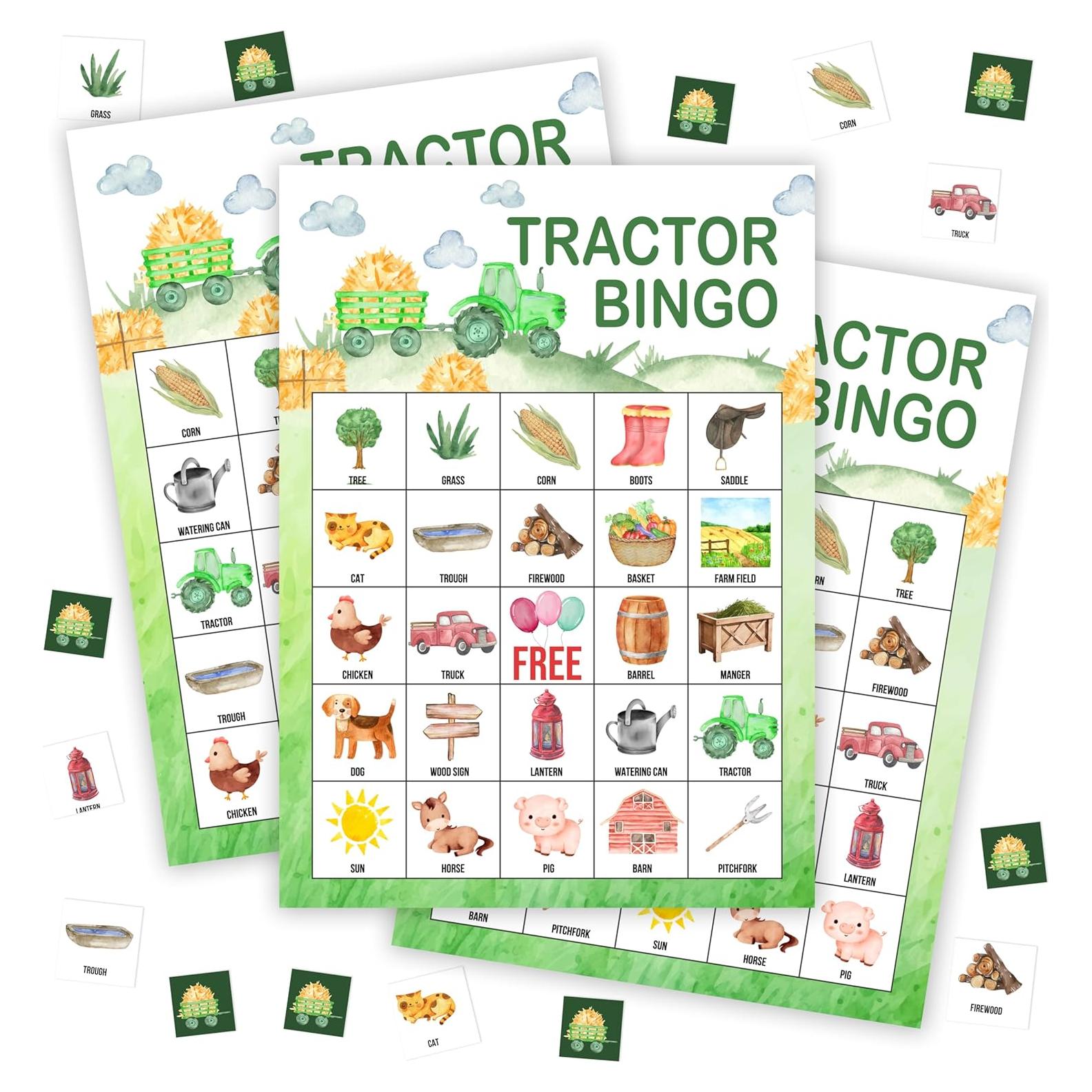 Juego de Bingo Tractores de Granja Tranfvging 24 Tarjetas