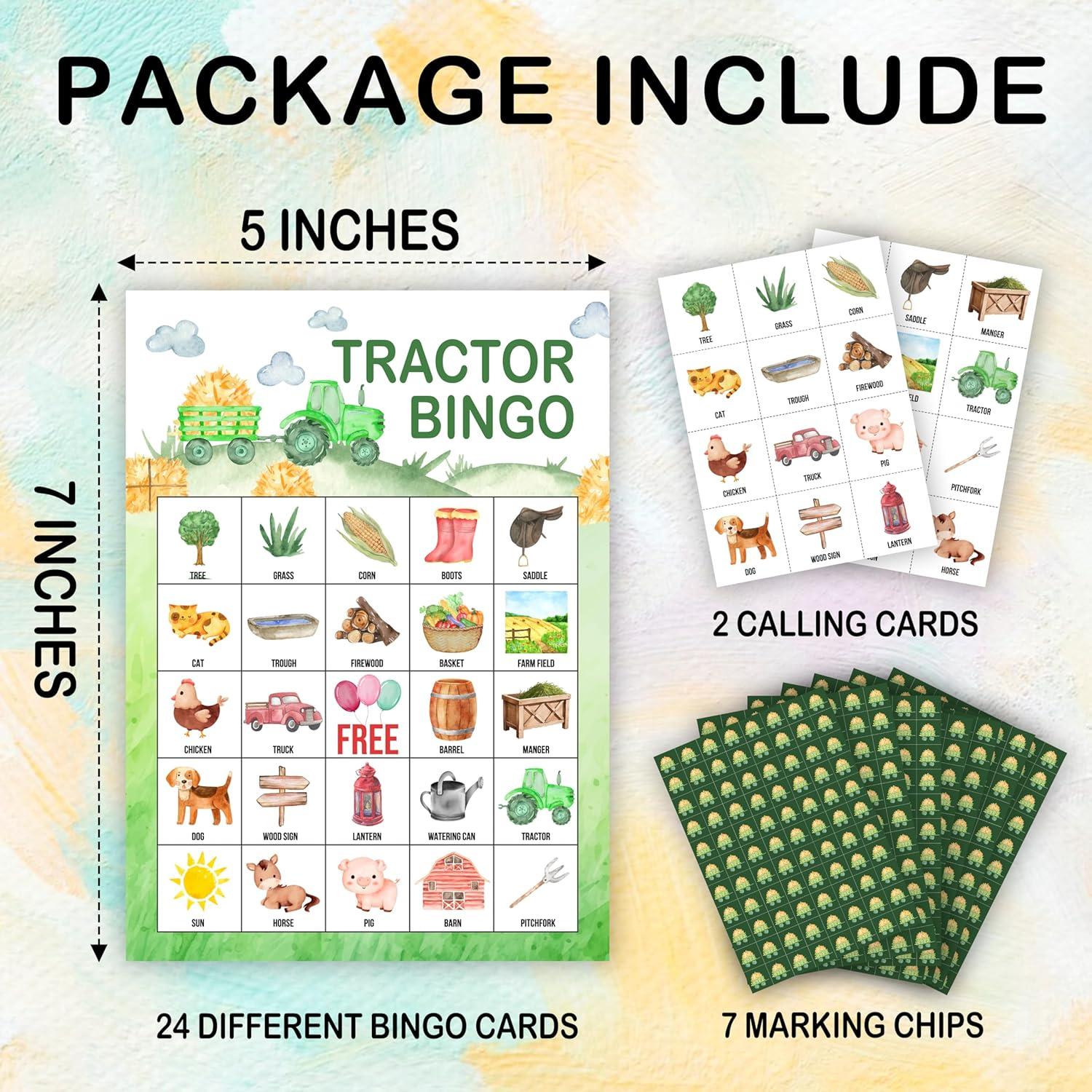 Juego de Bingo Tractores de Granja Tranfvging 24 Tarjetas