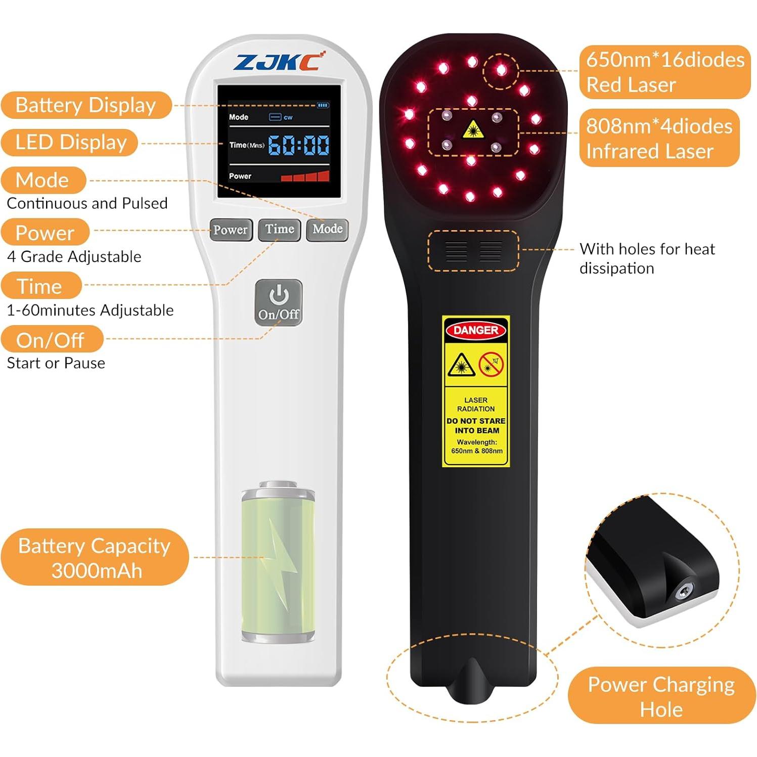 Terapia con Láser Frío ZJKC para Mascotas 4x808nm 16x650nm