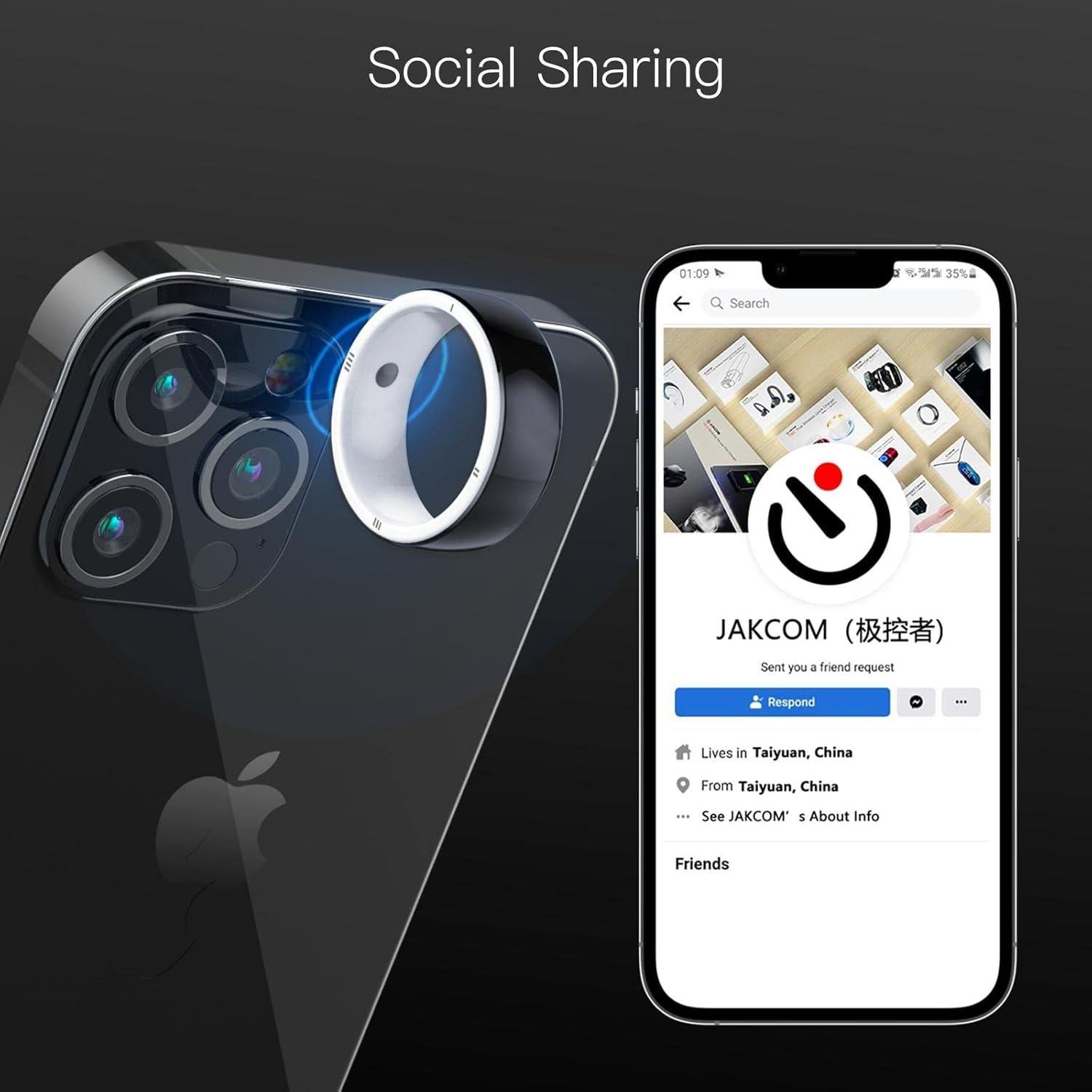 Anillo Inteligente JAKCOM R5 128GB NFC y 2 Tarjetas RFID