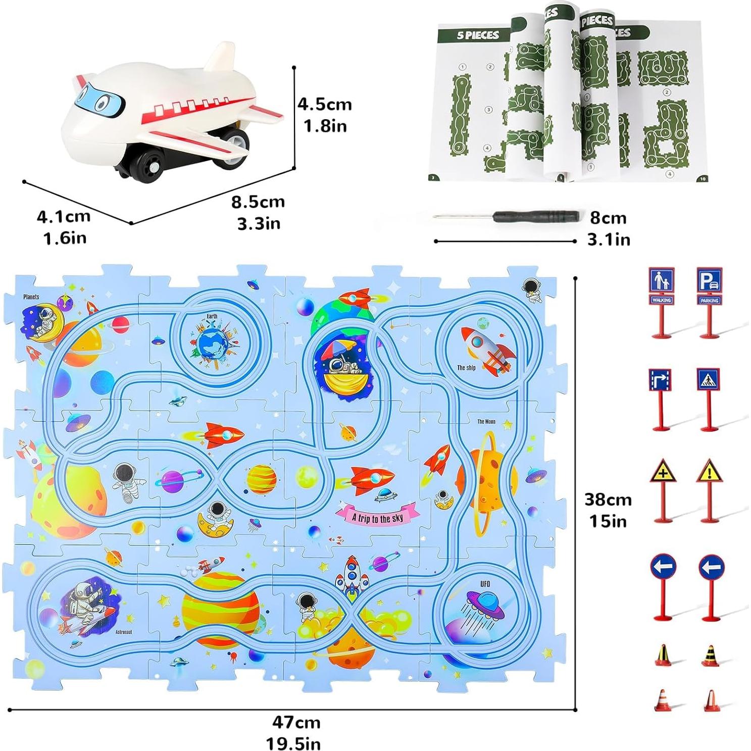 Rompecabezas de Piso XAZASTOV con Auto de Juguete 12 Piezas