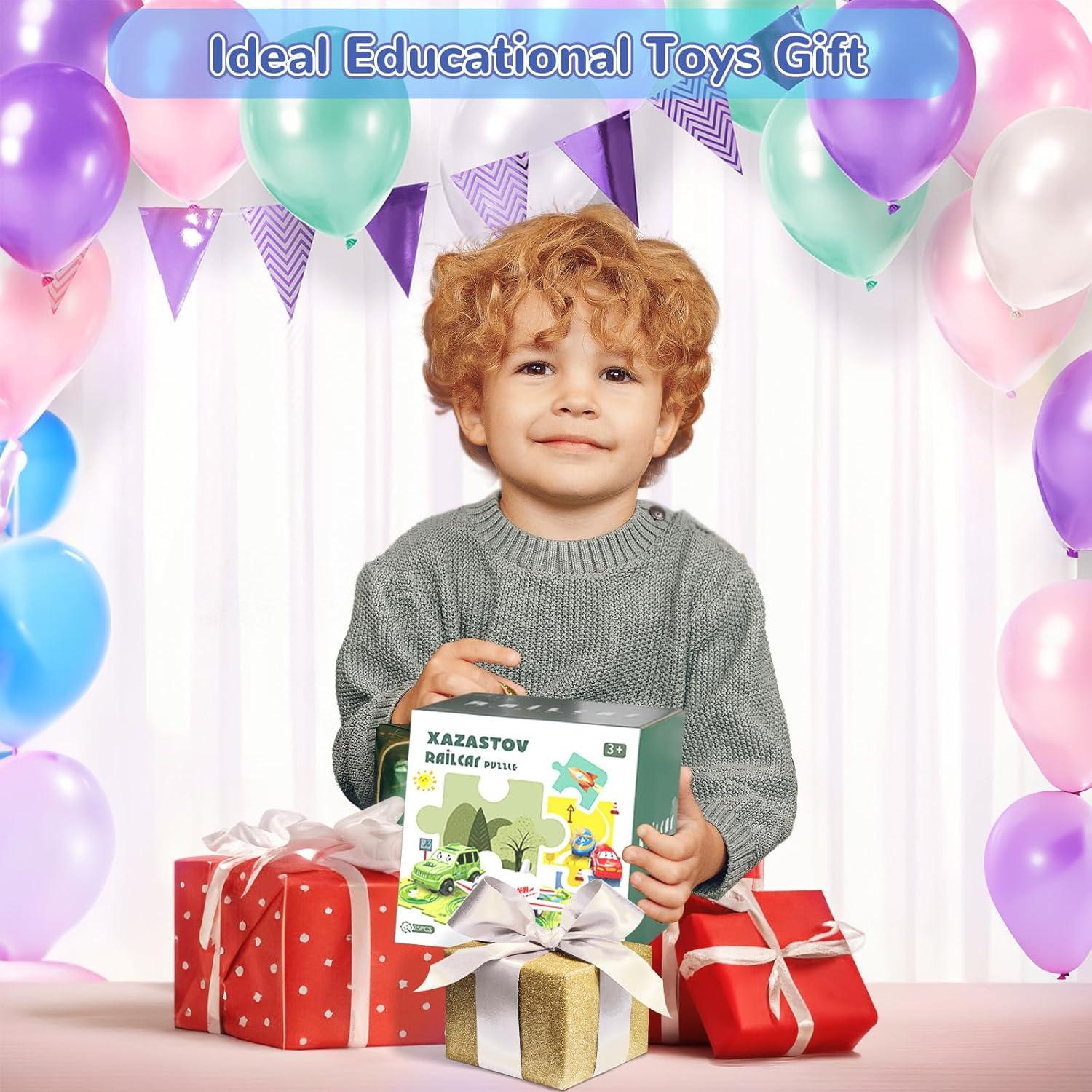 Rompecabezas de Piso XAZASTOV con Auto de Juguete 12 Piezas