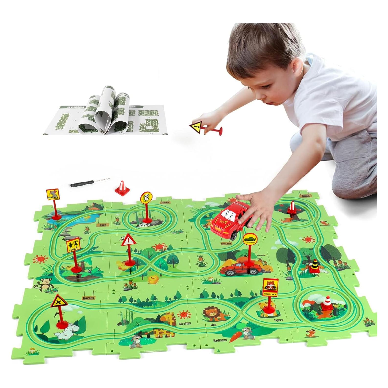 Puzzle de Pista de Carros XAZASTOV 12 Piezas para Niños