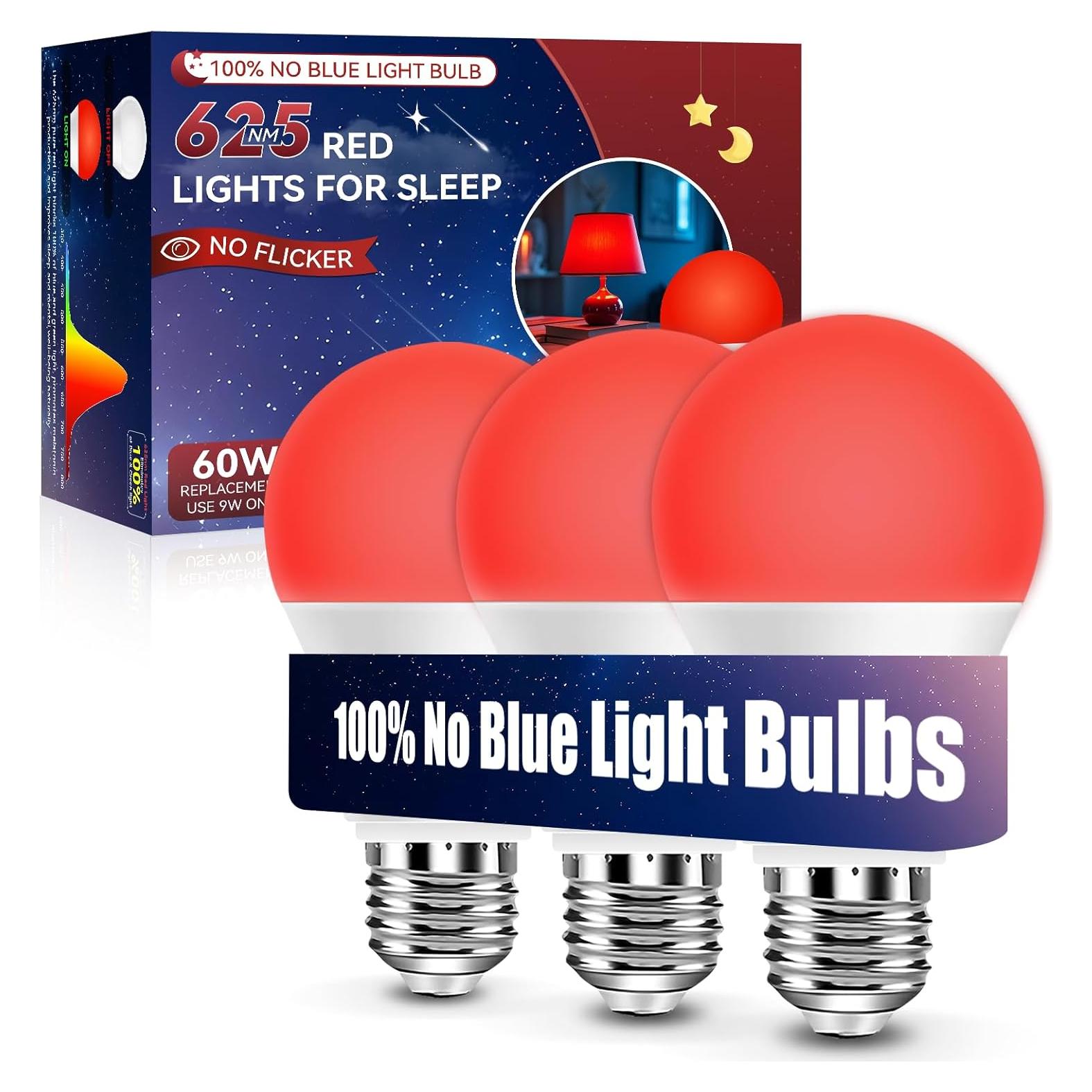 Bombillas LED Rojas Neporal 9W, Bloqueo Luz Azul, Paquete 3
