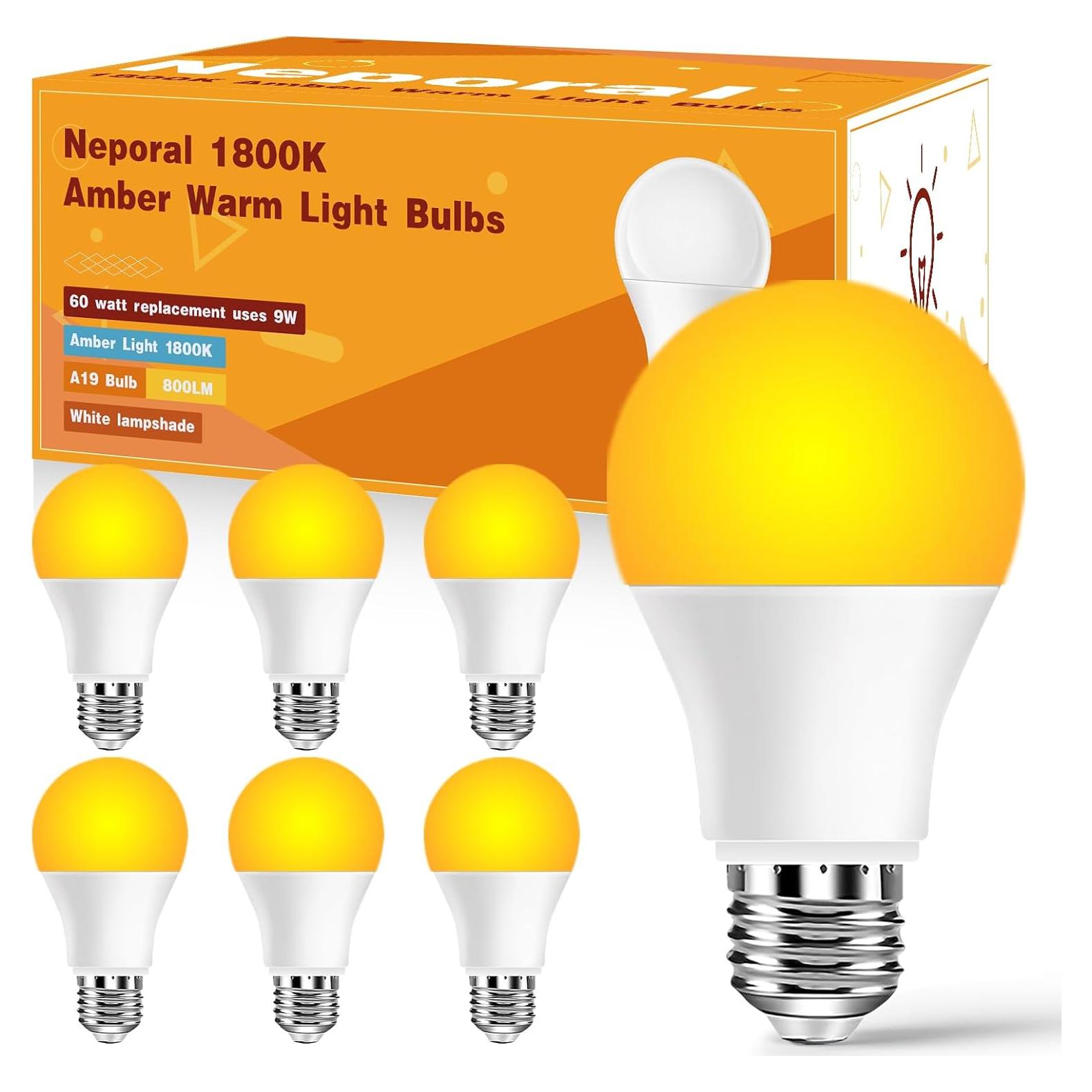 Bombillas LED Ámbar Neporal 9W, 6 unidades luz cálida