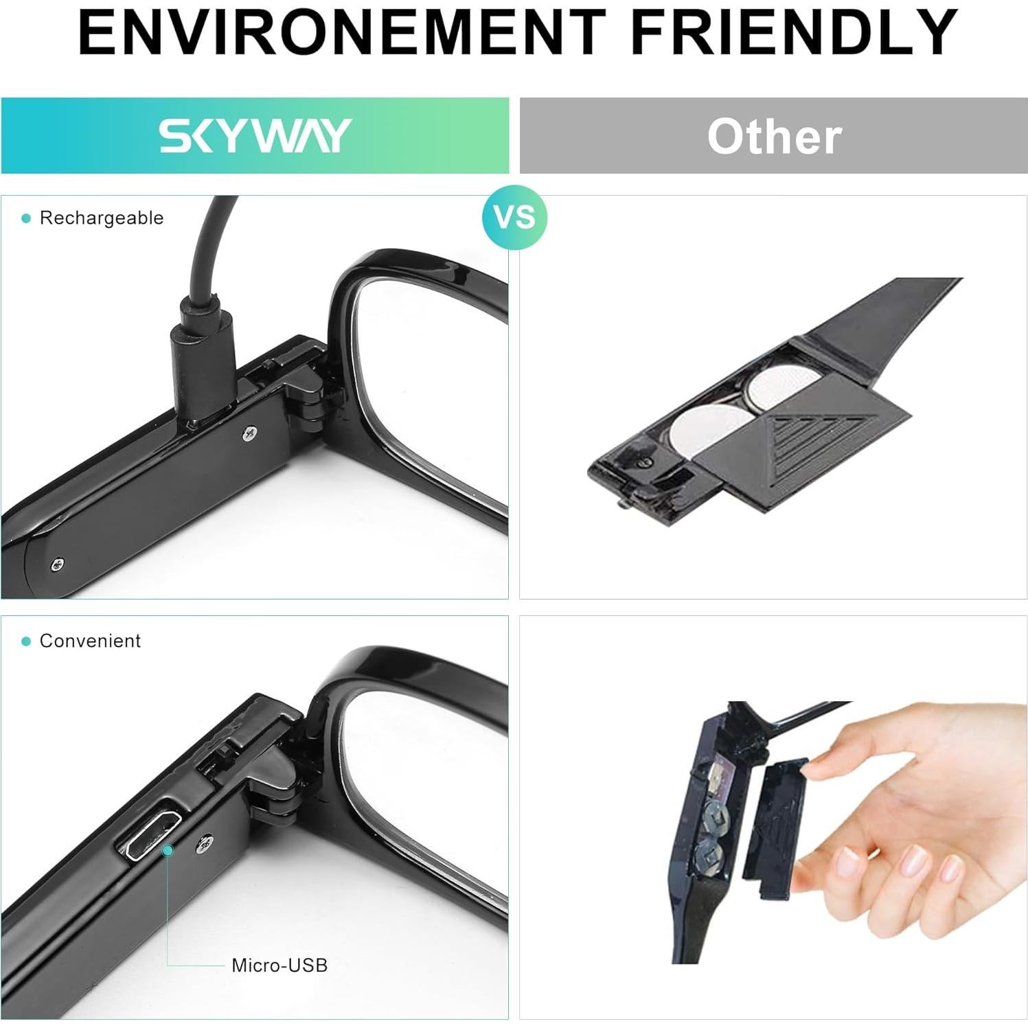 Gafas de lectura SKYWAY LED recargables unisex 1.5x