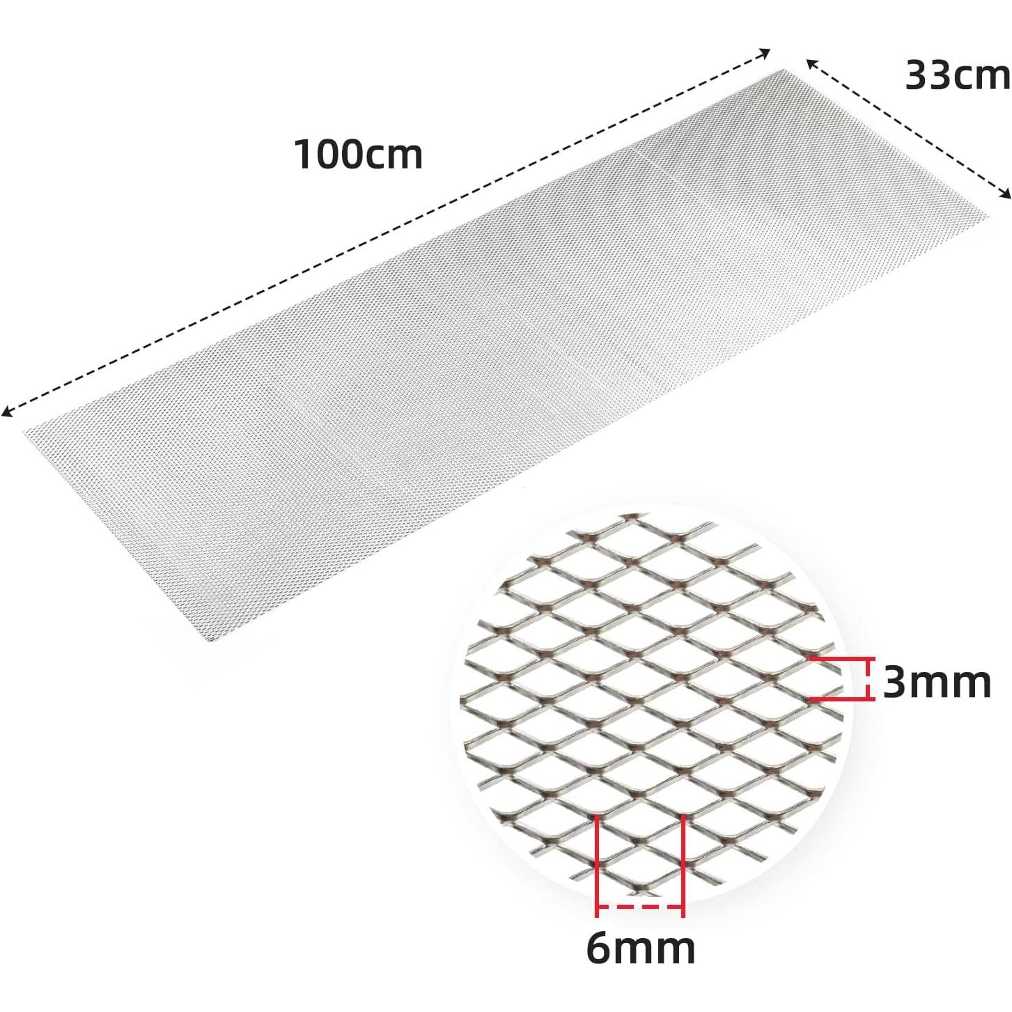 Malla de Parrilla Automotriz AggAuto 102x33cm Plateada 3x6mm