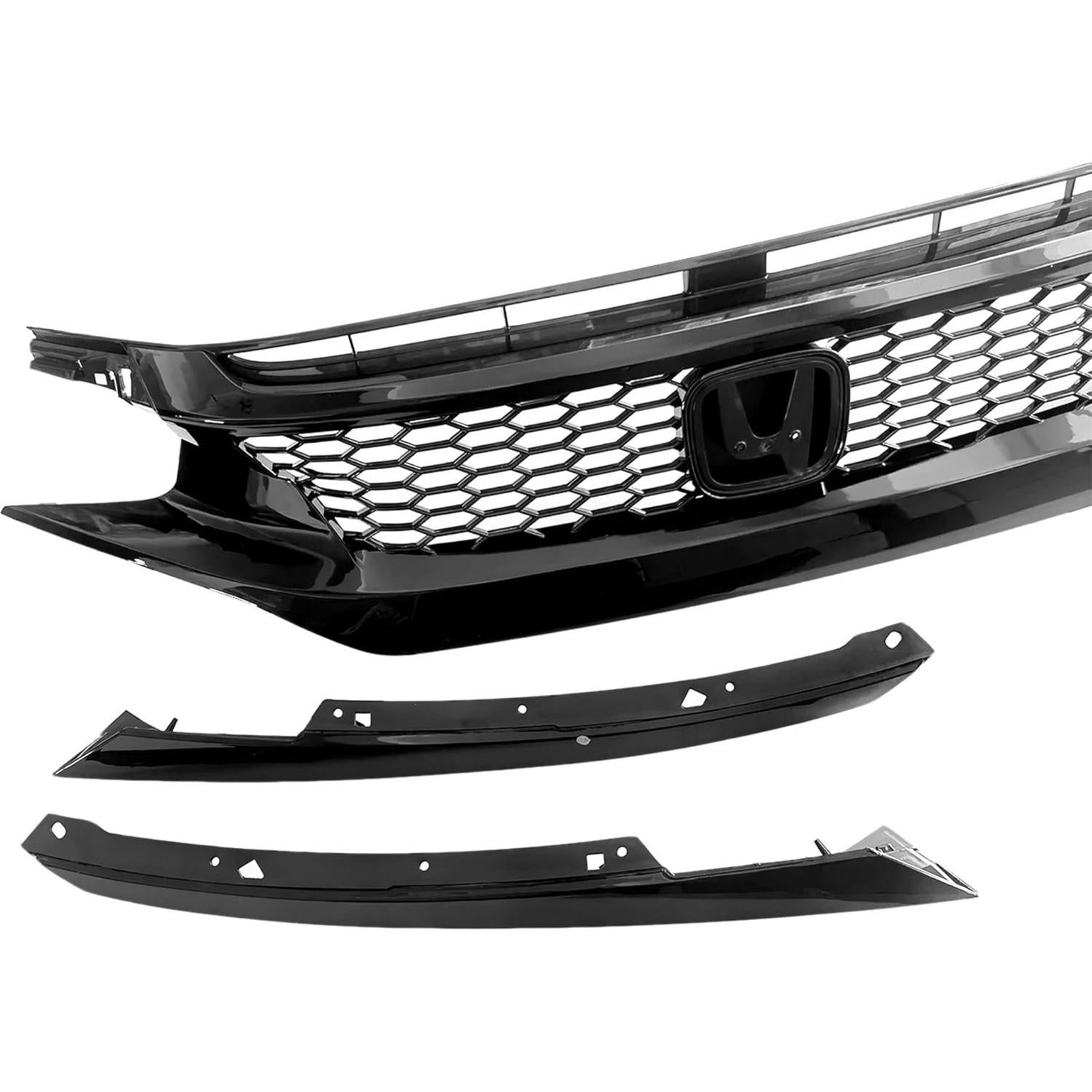 Rejilla del Capó Panal Negra Brillante Honda Civic 2016-2018