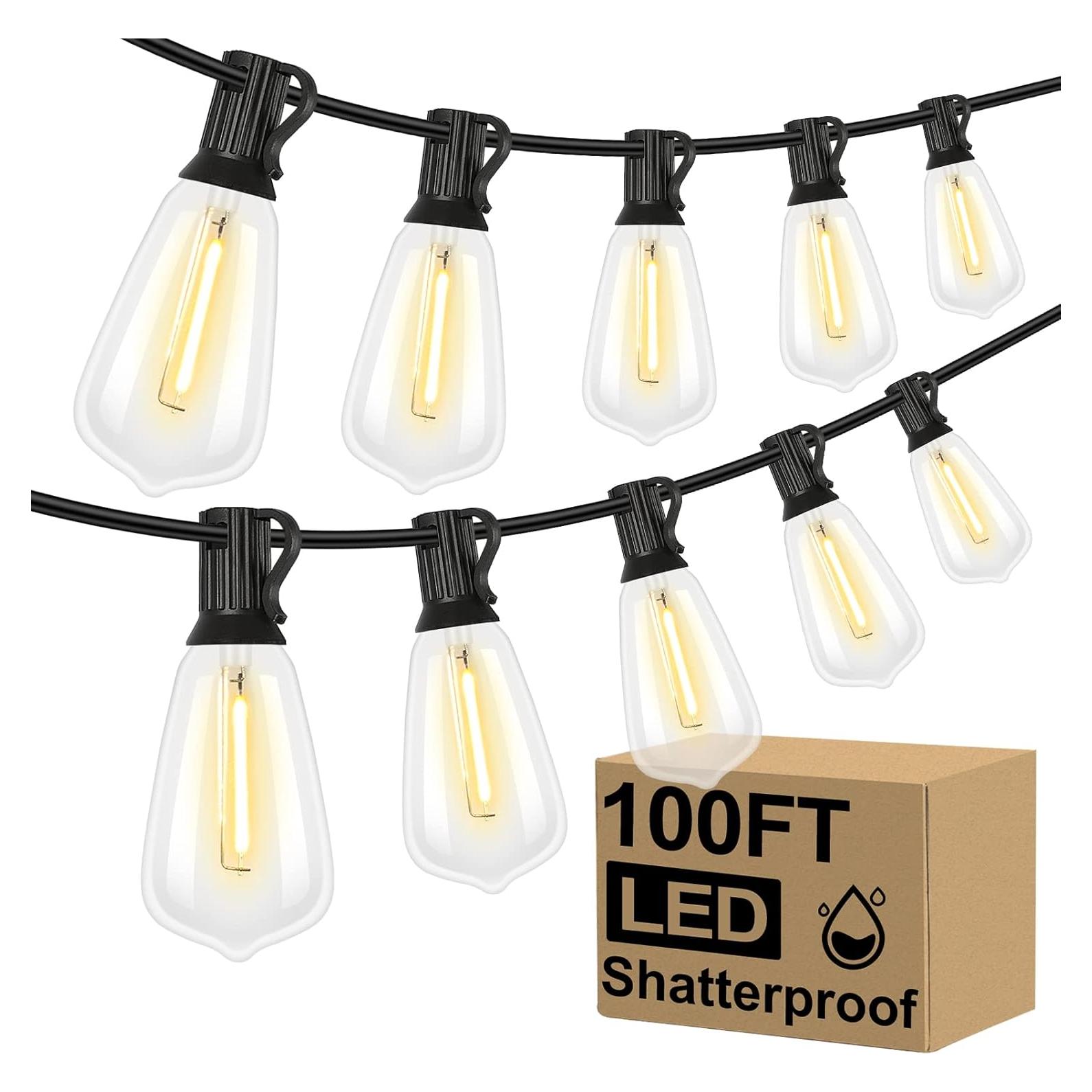 Luces de Cadena LED Brightever 30,48m 52 Bombillas Vintage