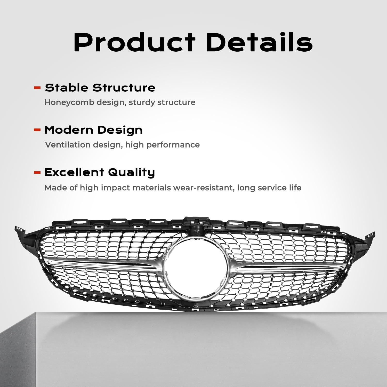 Rejilla Frontal KARPAL Plata Compatible Mercedes Benz W205 2015-2018