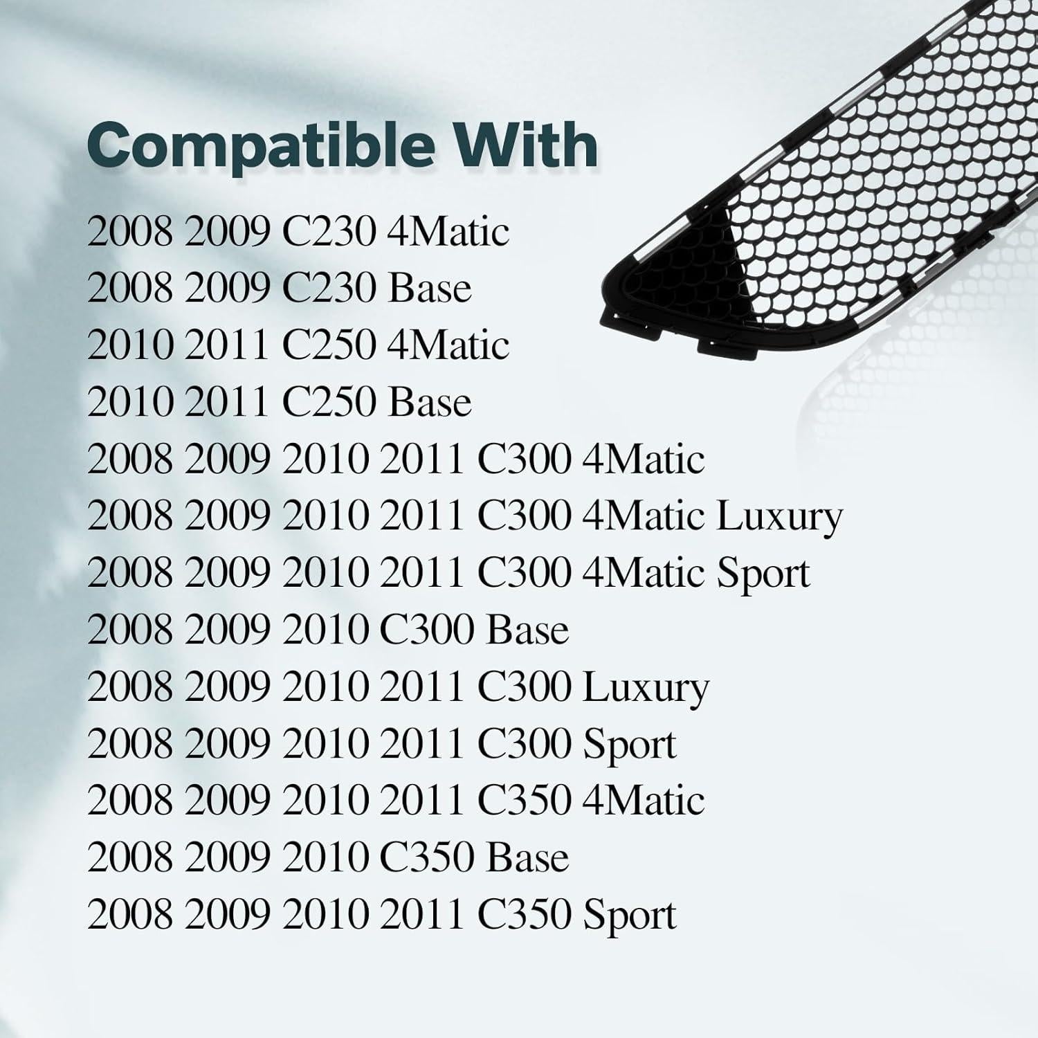 Parrilla de Parachoques Delantera Negra Titanium Plus para Mercedes C230 C250 C300 C350 2008-2011