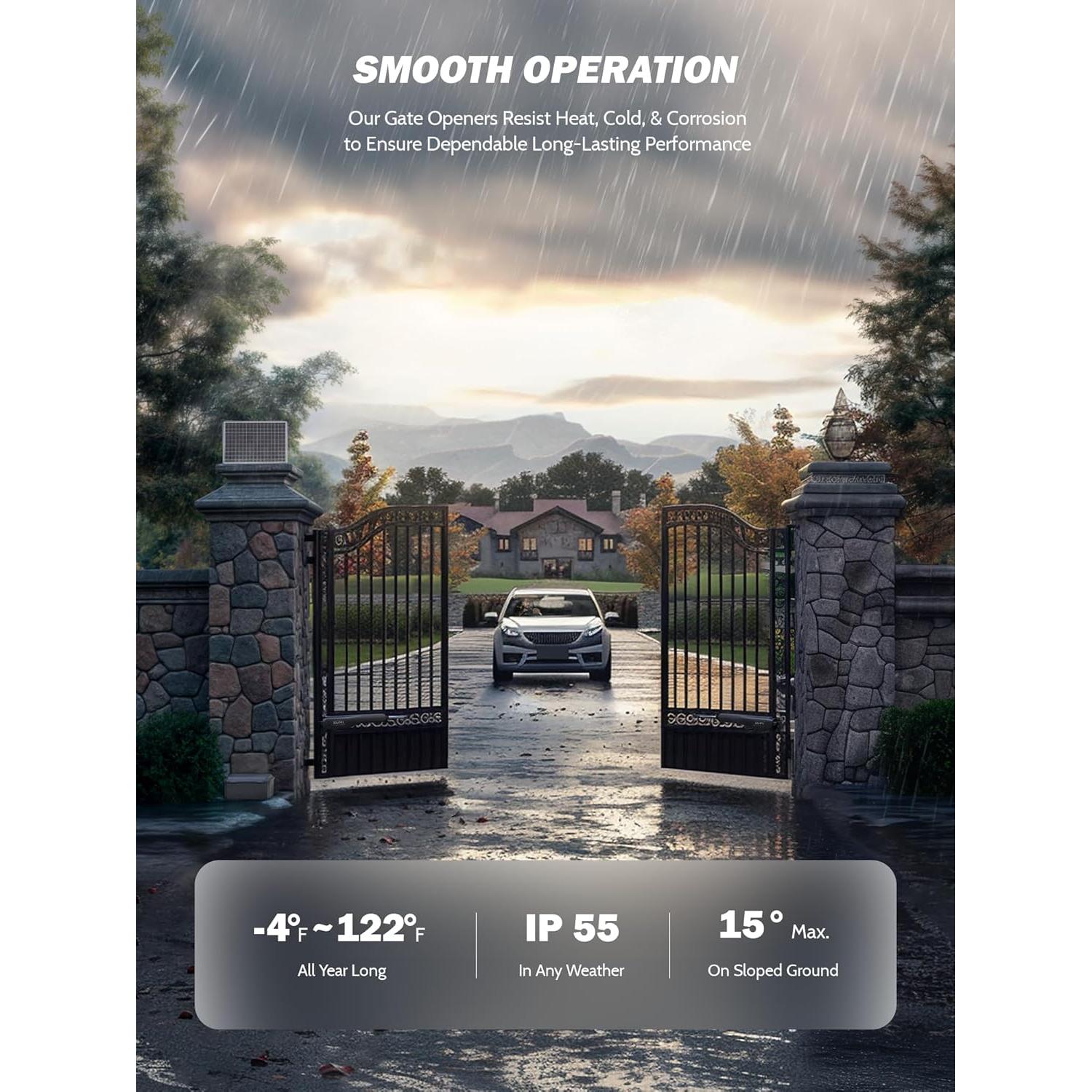 Abridor de Puerta Solar ZUMI 1100 lb Control App 6,1 m