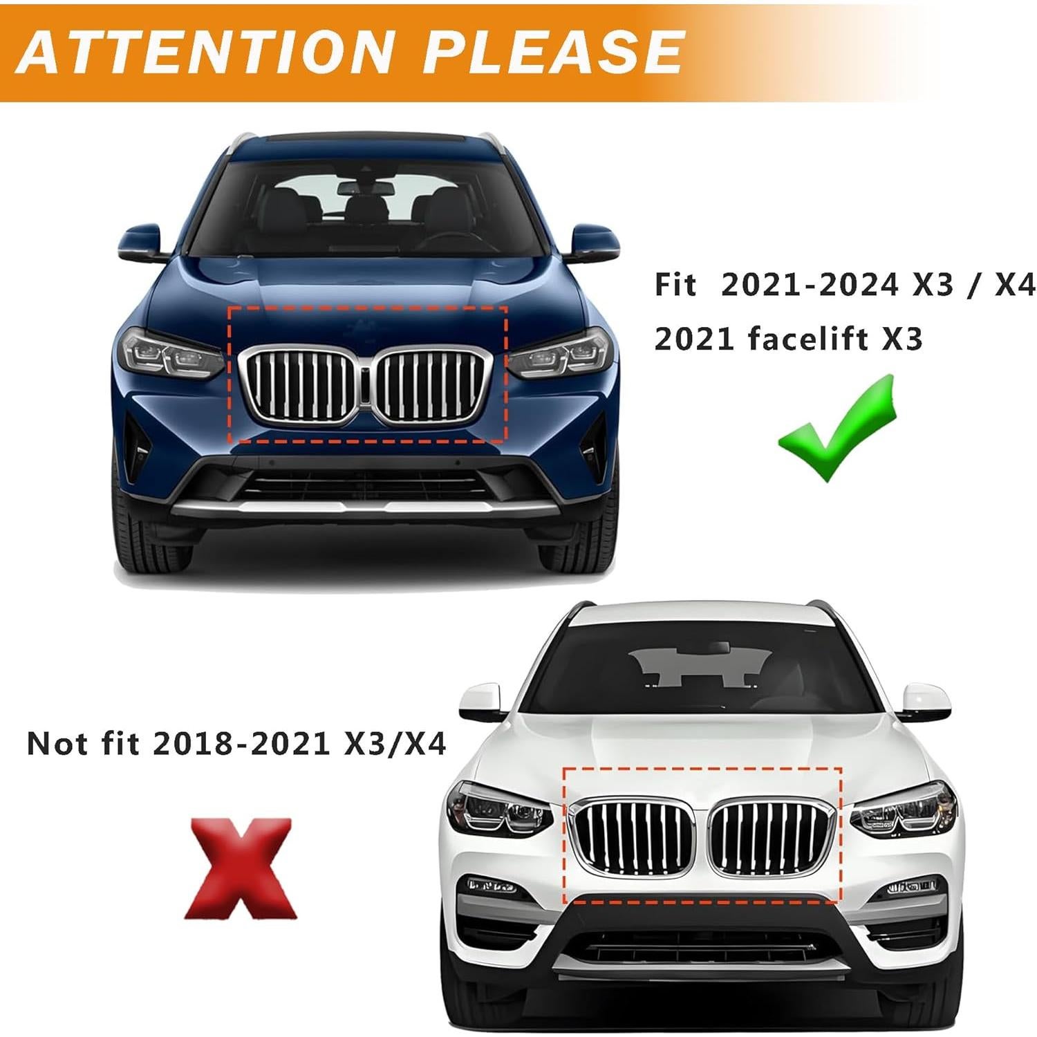Parrilla Frontal Riñón Corkiauto para BMW X3 X4 2022-2024