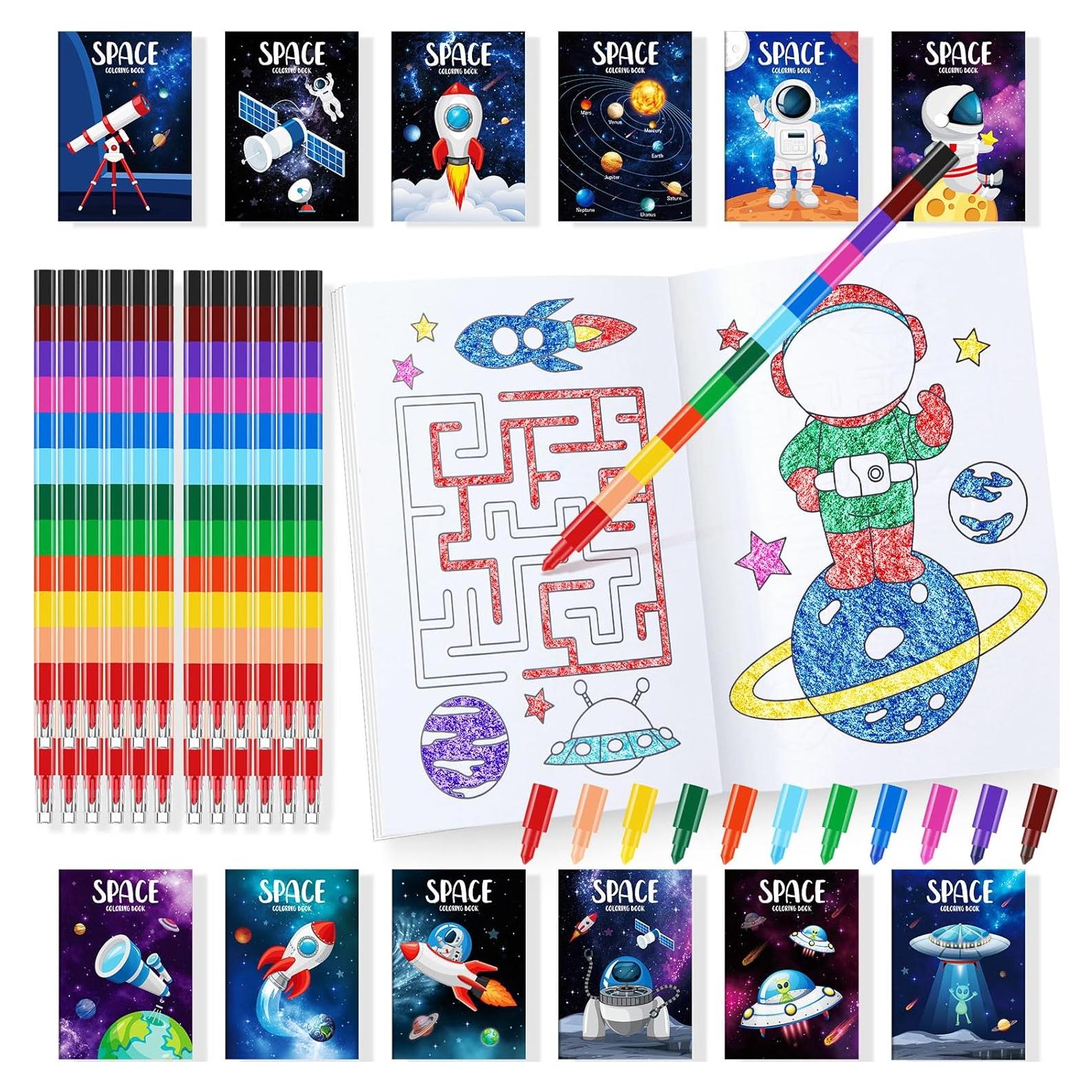 BenLouis 24 Libros de Colorear Espacio + 24 Crayones