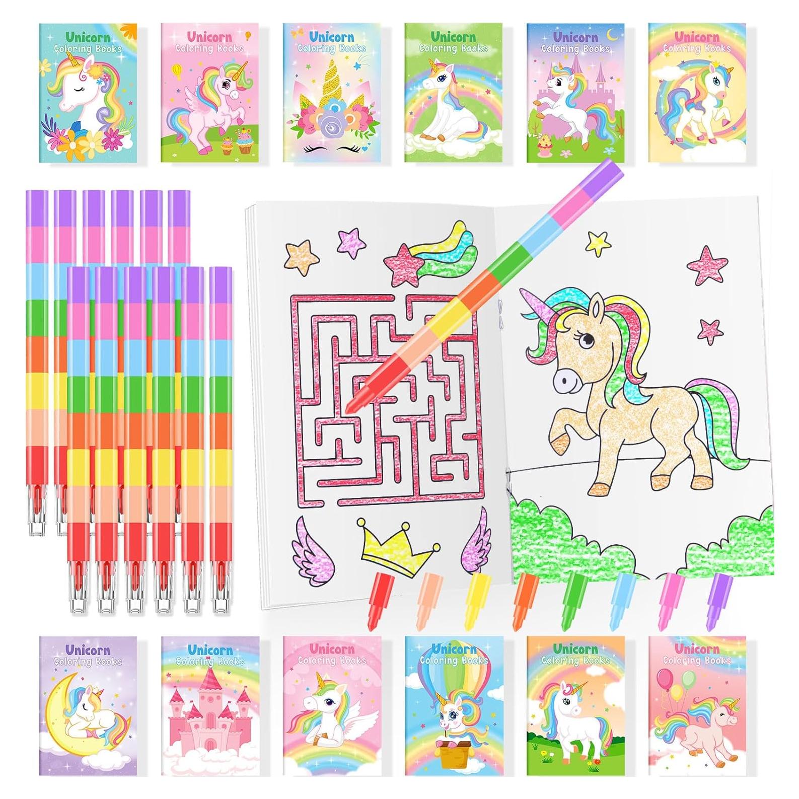 BenLouis 24 Libros de Colorear Unicornio + 24 Crayones
