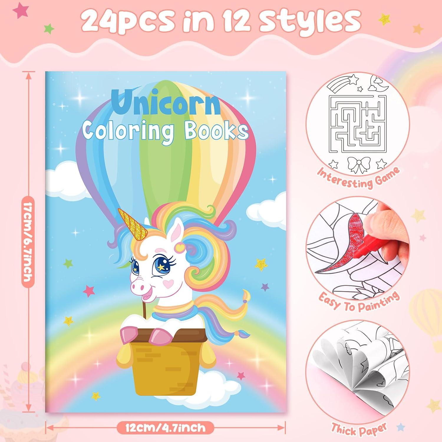 BenLouis 24 Libros de Colorear Unicornio + 24 Crayones