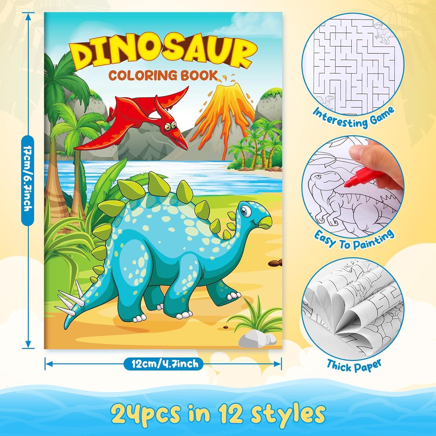 BenLouis 24 Libros de Colorear Dinosaurios + 24 Crayones