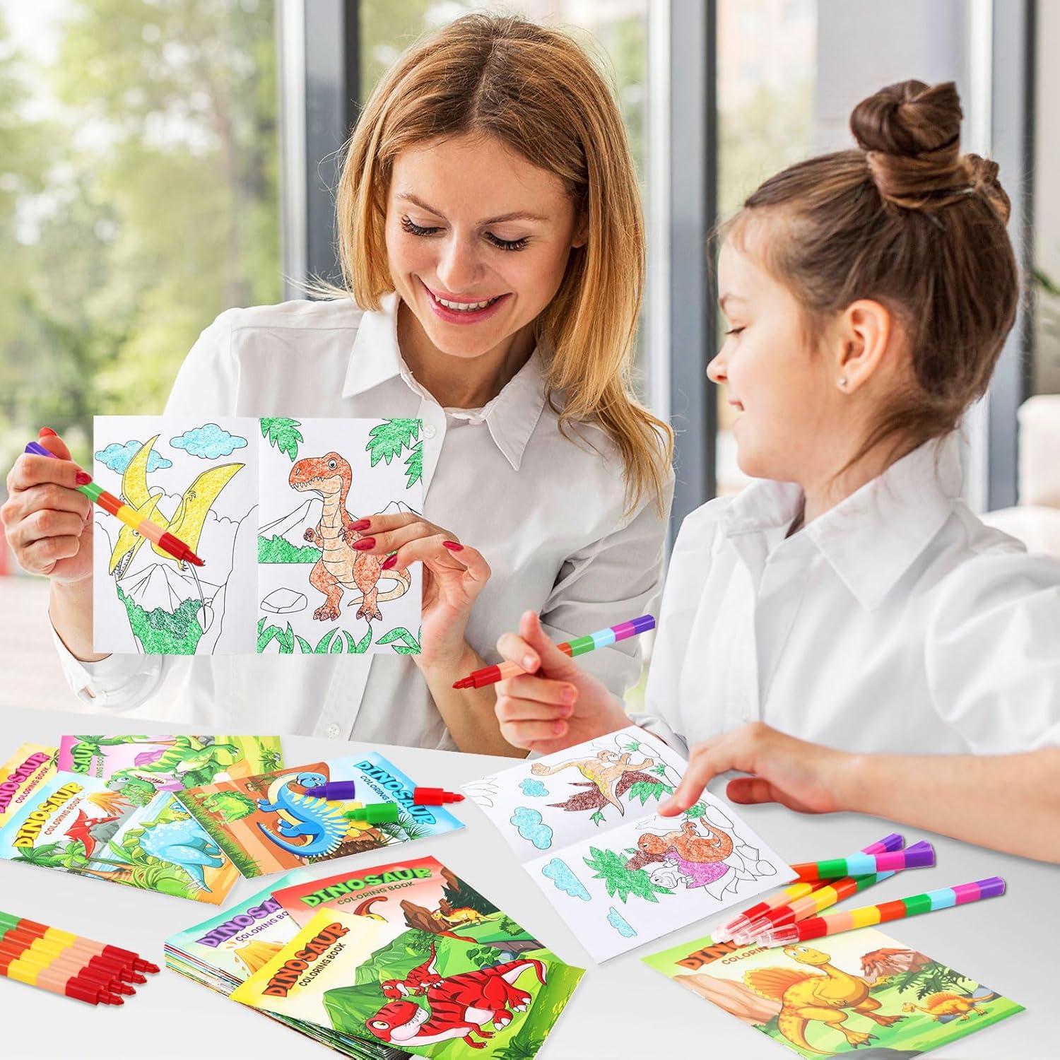 BenLouis 24 Libros de Colorear Dinosaurios + 24 Crayones