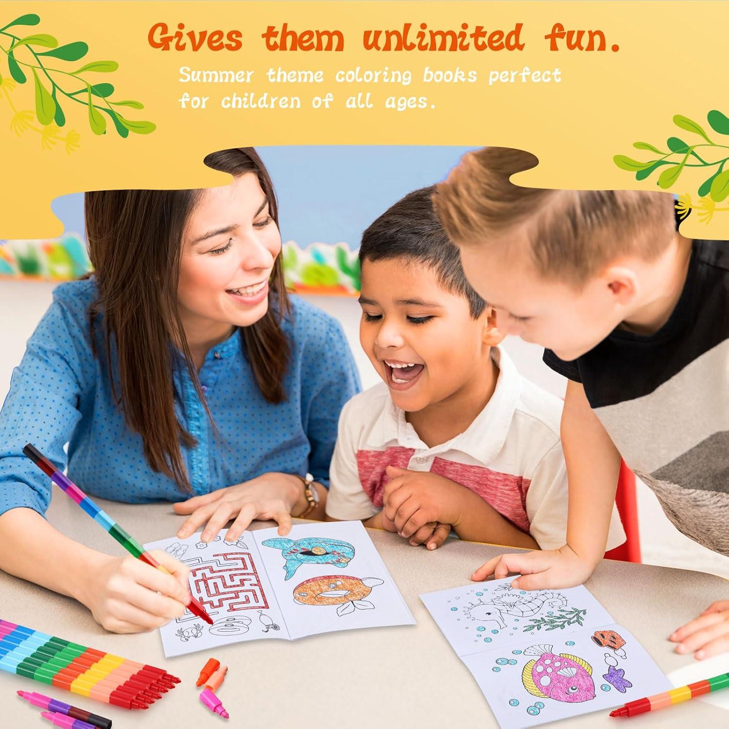 BenLouis Mini Libros para Colorear Verano + 24 Crayones