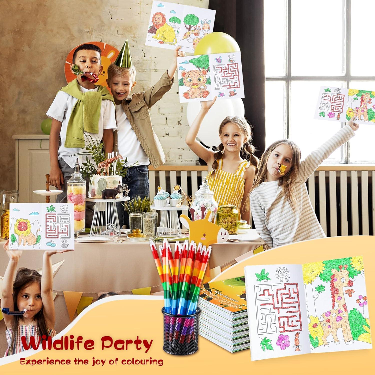 BenLouis Libros de Colorear Mini Safari 24 Crayones Niños