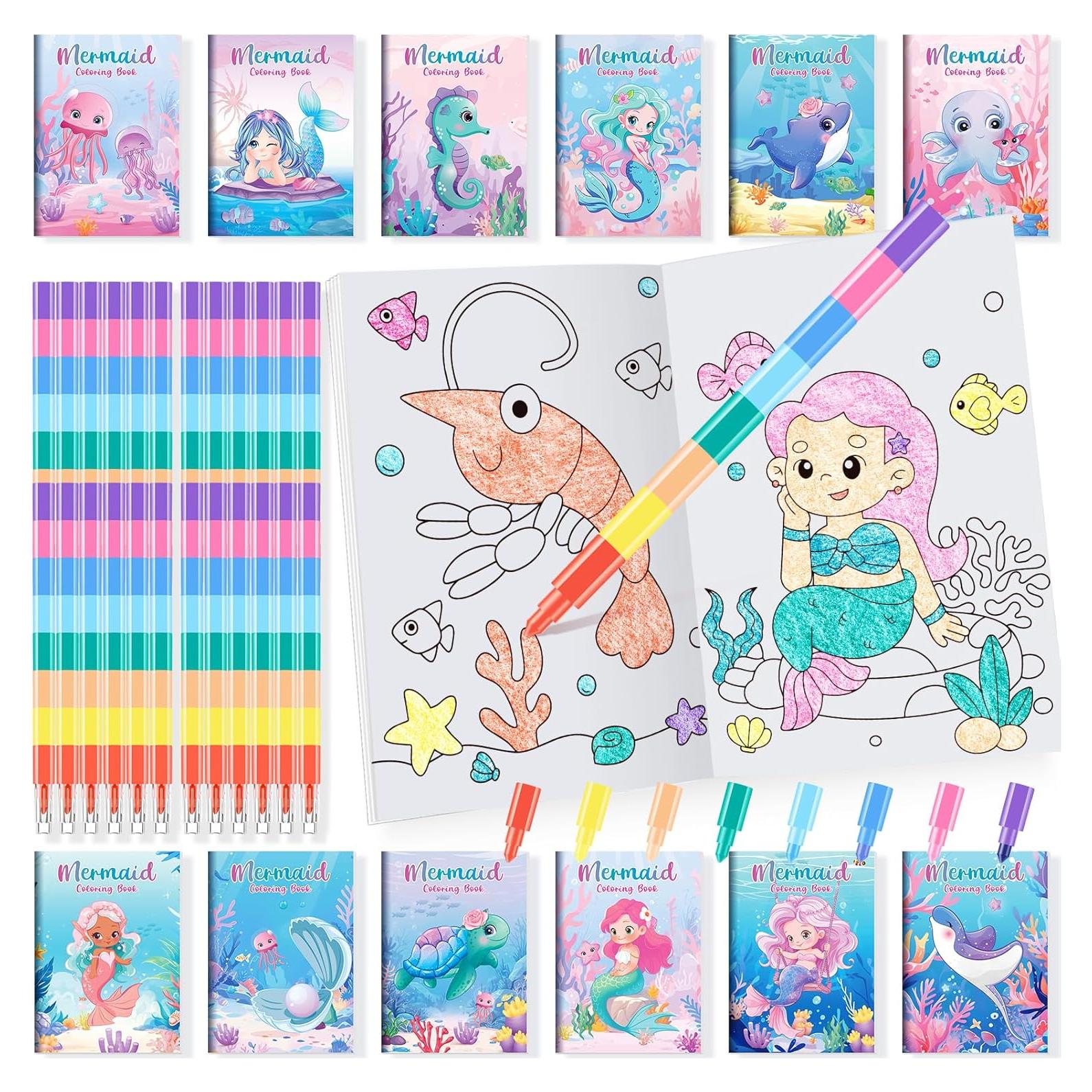 BenLouis 24 Libros de Colorear Sirena + 24 Crayones