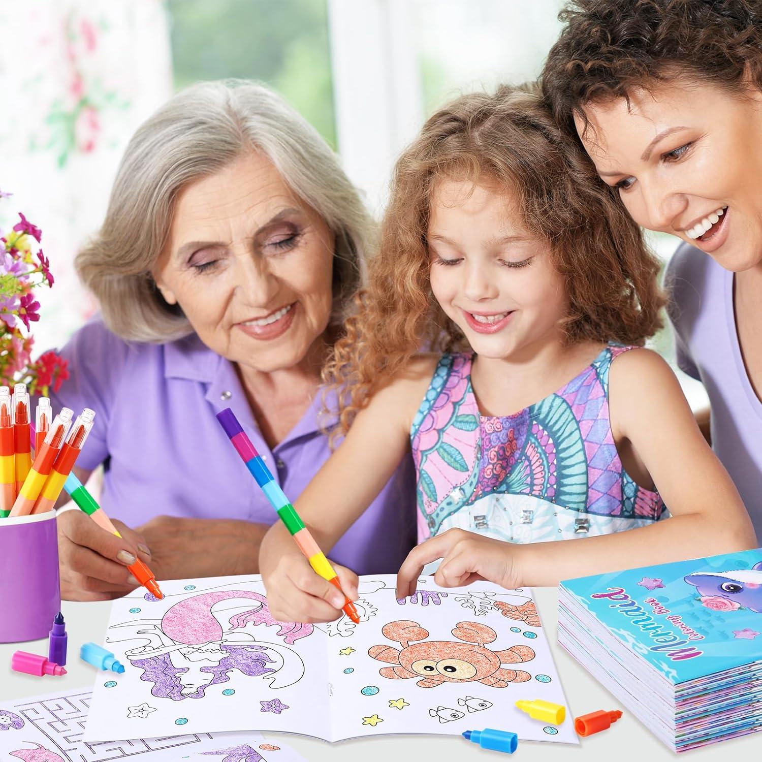 BenLouis 24 Libros de Colorear Sirena + 24 Crayones