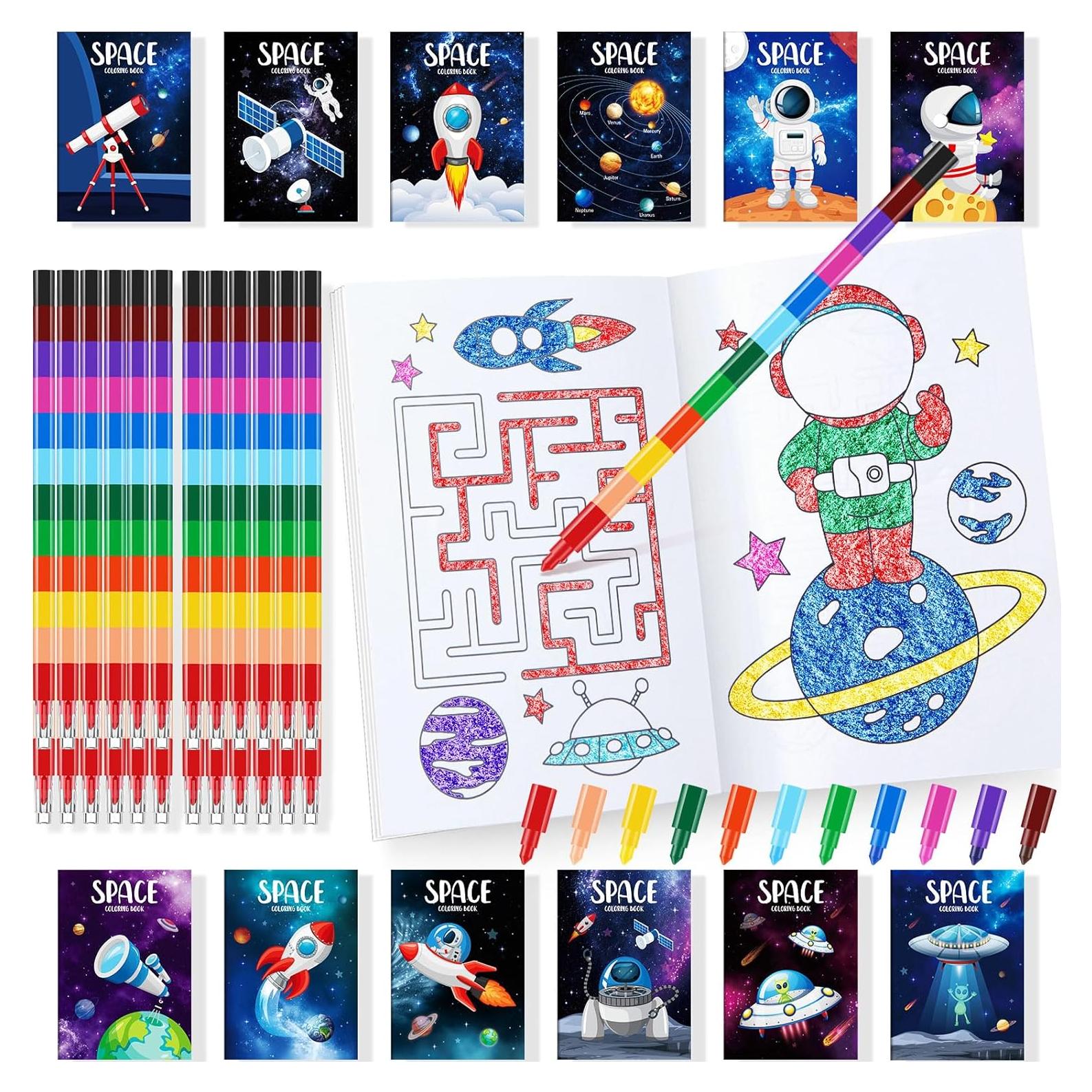 BenLouis 24 Libros para Colorear Espacio + 24 Crayones