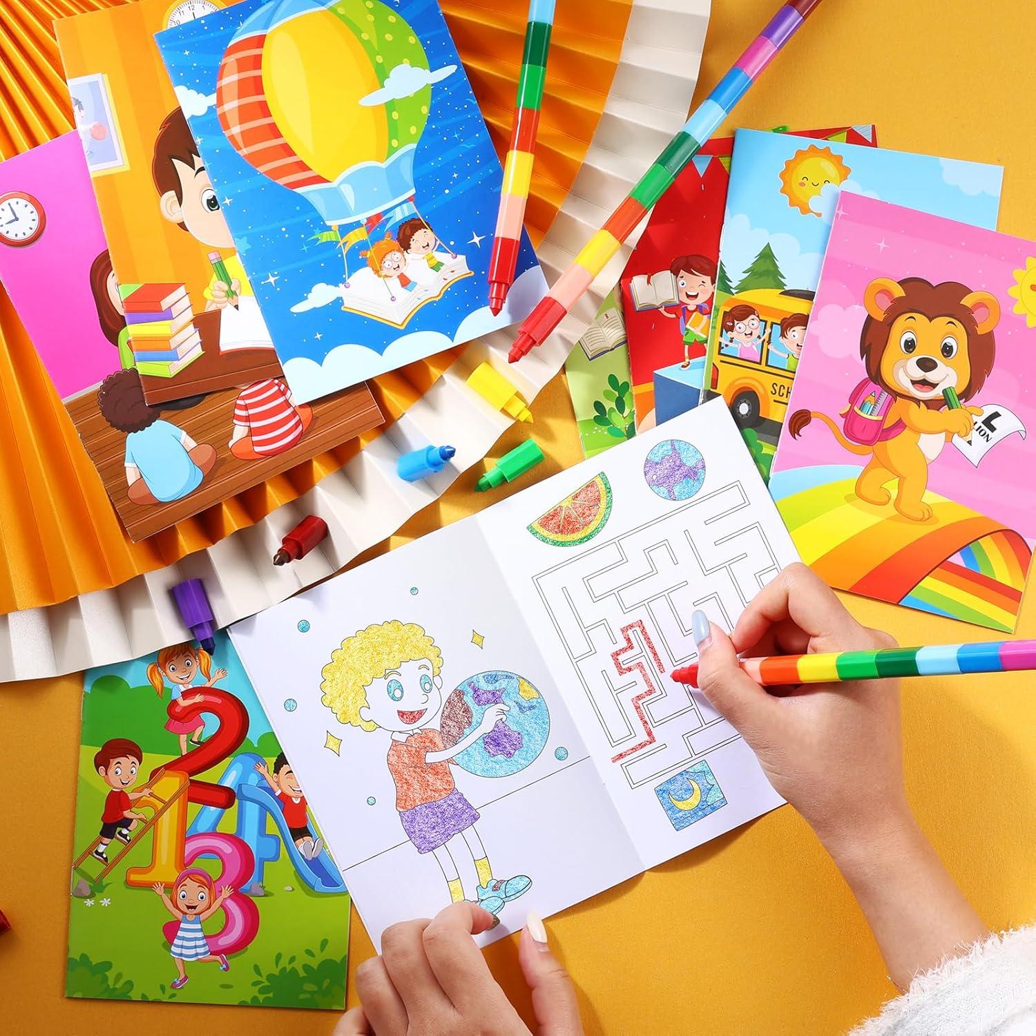 BenLouis 24 Libros de Colorear Mini + 24 Crayones para Niños