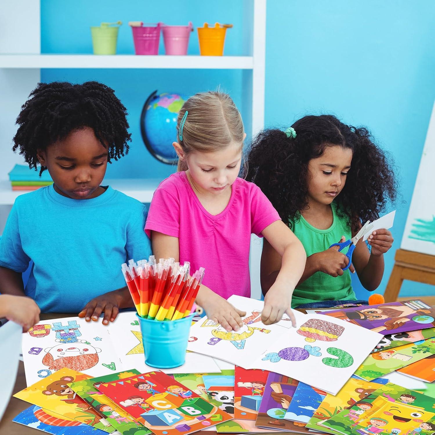 BenLouis 24 Libros de Colorear Mini + 24 Crayones para Niños