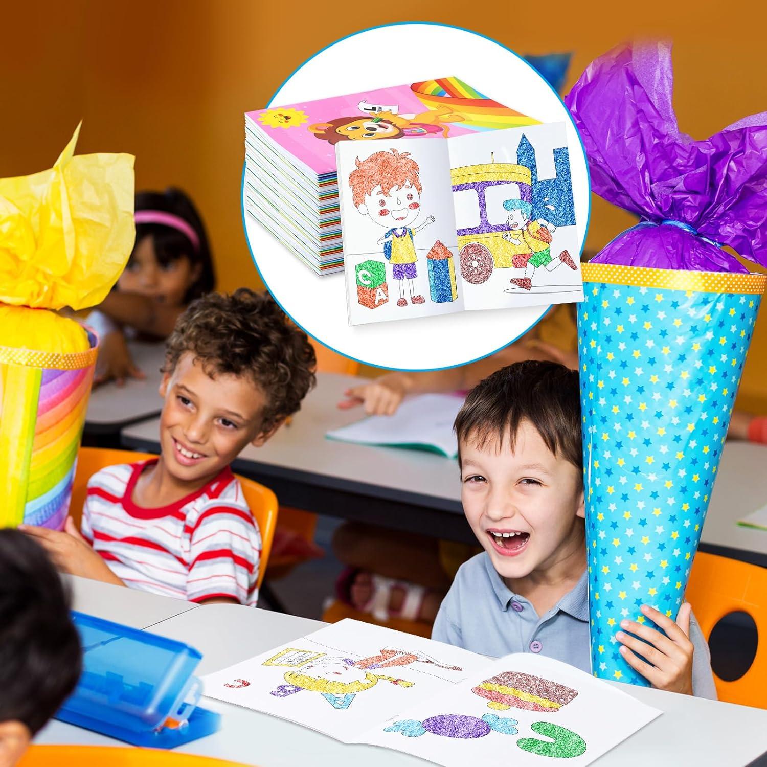 BenLouis 24 Libros de Colorear Mini + 24 Crayones para Niños