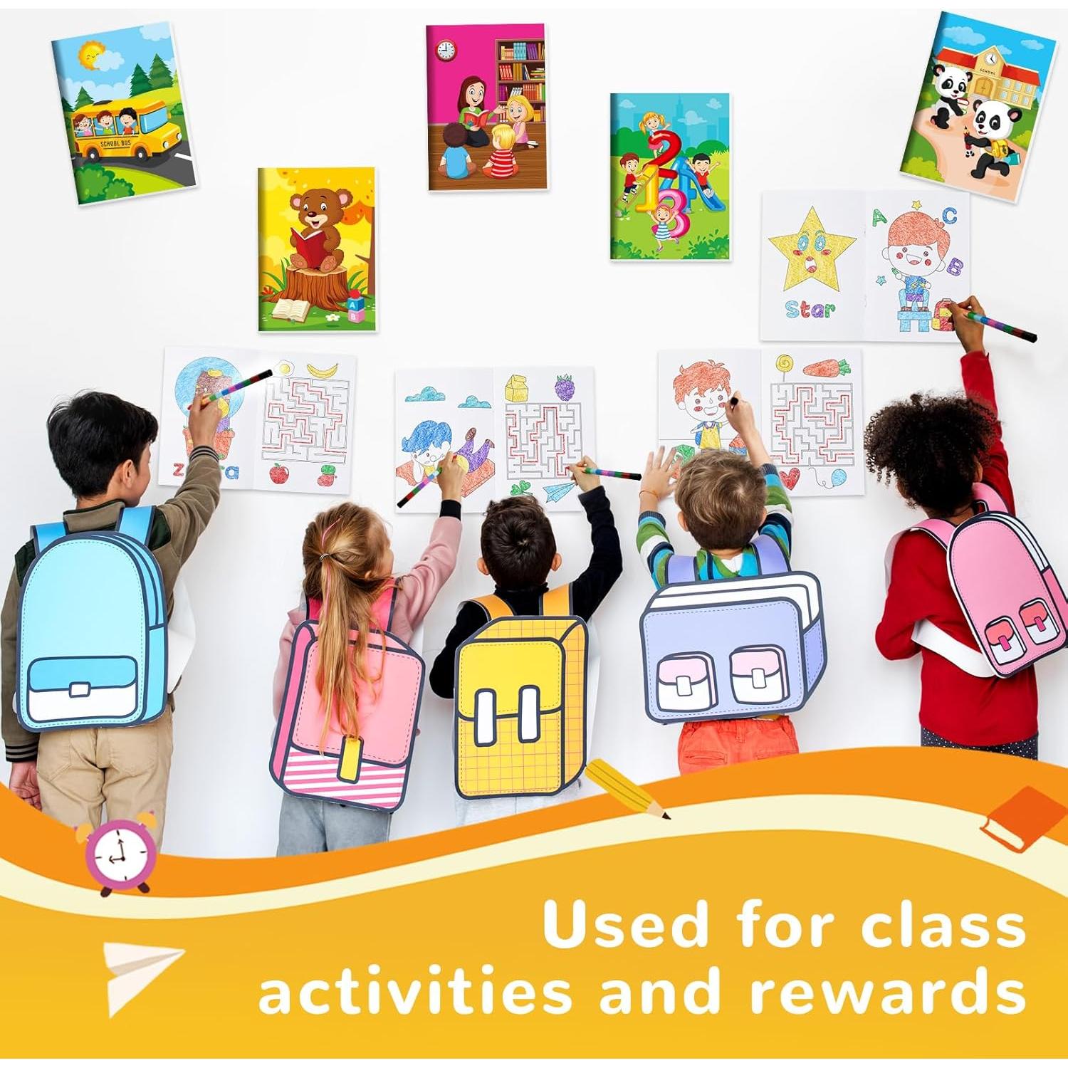 BenLouis 24 Libros de Colorear Mini + 24 Crayones para Niños