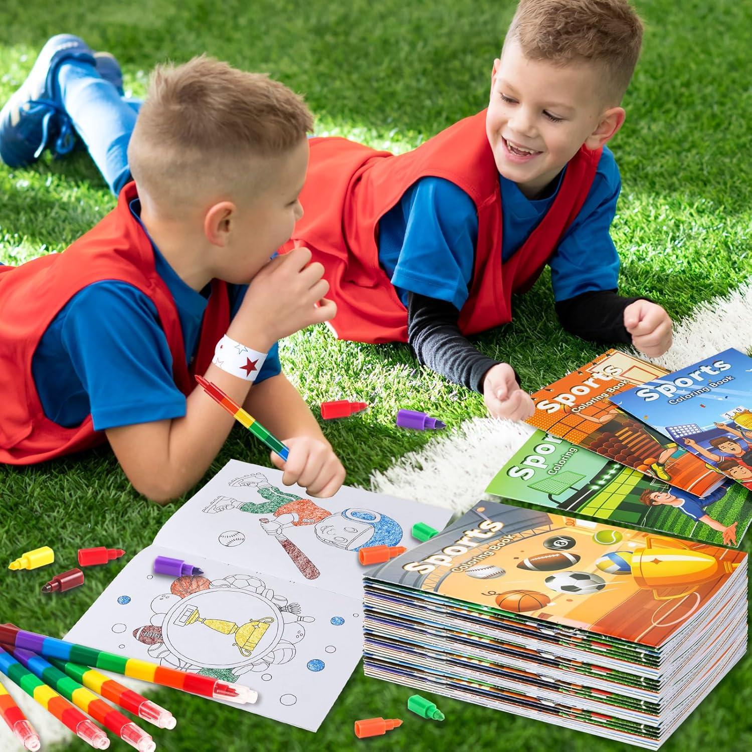 BenLouis 24 Libros de Colorear Mini Deportivos + 24 Crayones