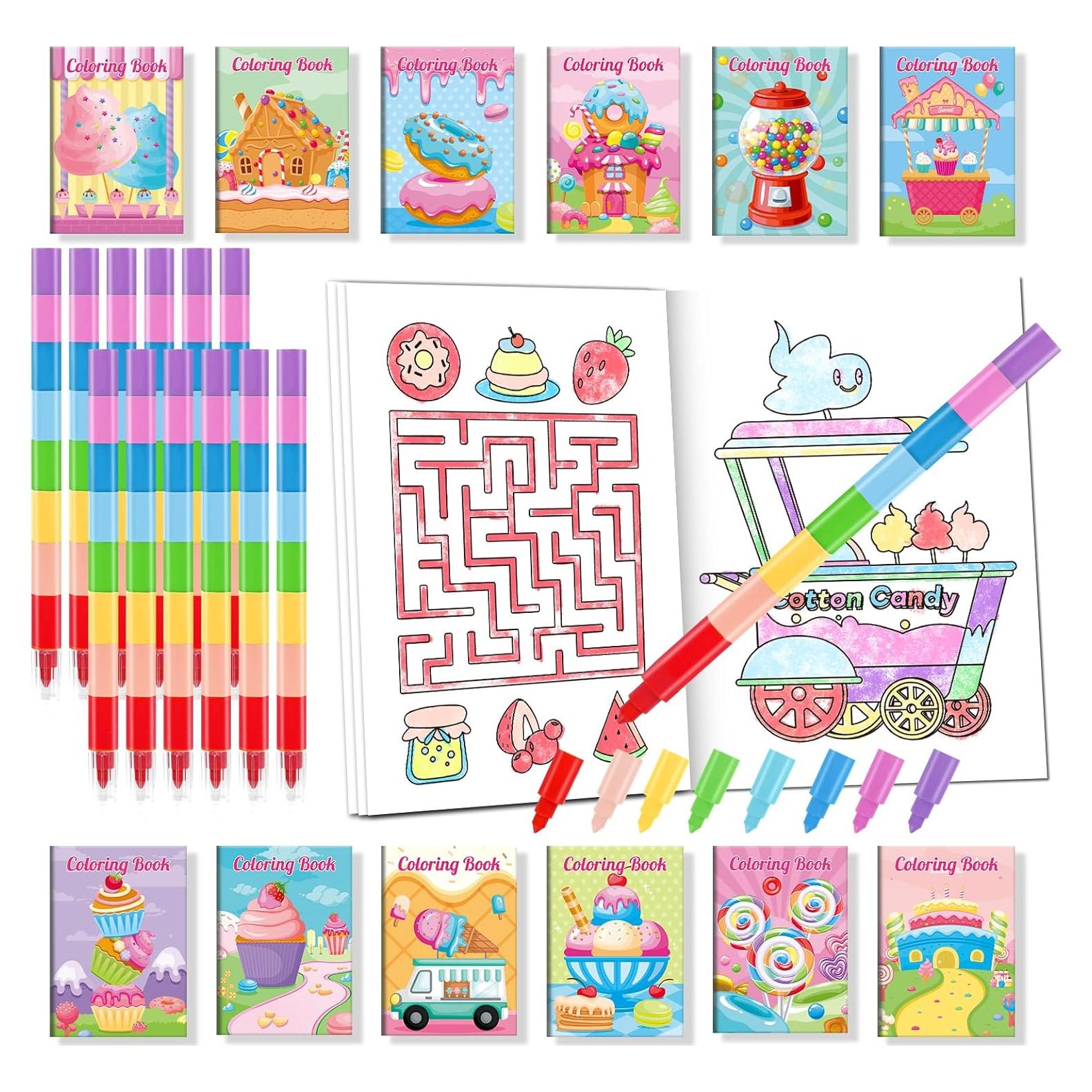 BenLouis 24 Mini Libros para Colorear Dulces con Crayones