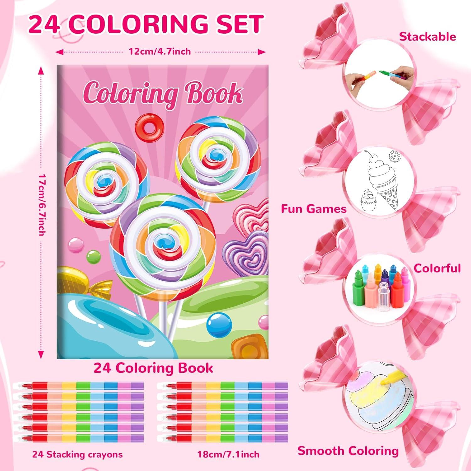 BenLouis 24 Mini Libros para Colorear Dulces con Crayones