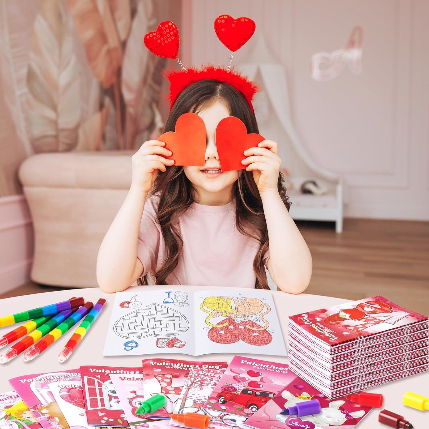 BenLouis 24 Libros de Colorear Mini San Valentín con Crayones